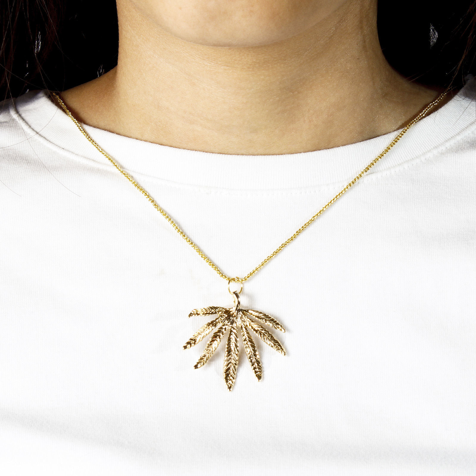 Image de 2 Pcs Pendentifs en Laiton Respectueux de la Nature Feuille Plaqué Or Véritable 18K