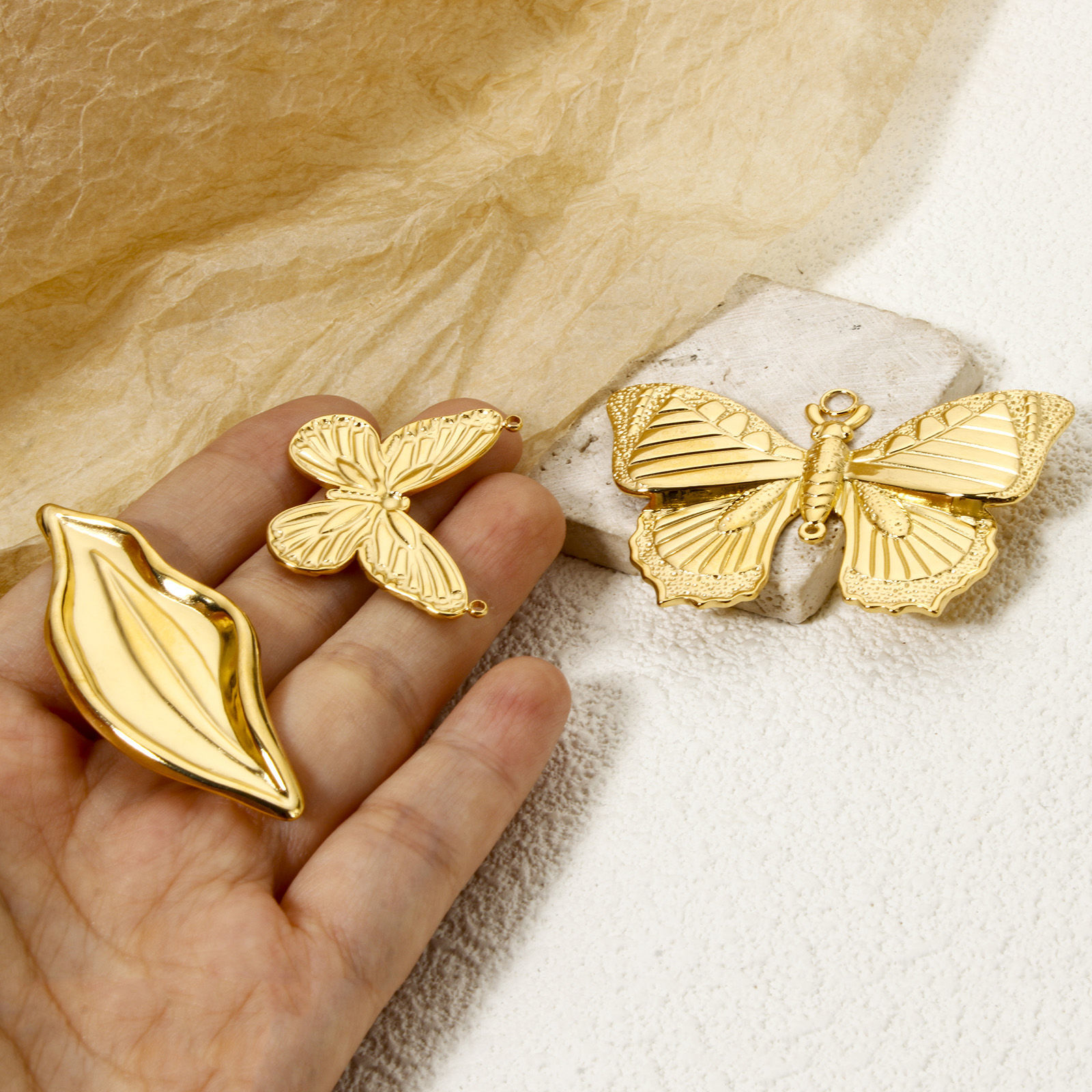 Picture of Eco-friendly PVD Vacuum Plating 304 Stainless Steel Insect Connectors Charms Pendants 18K Real Gold Plated Butterfly Animal