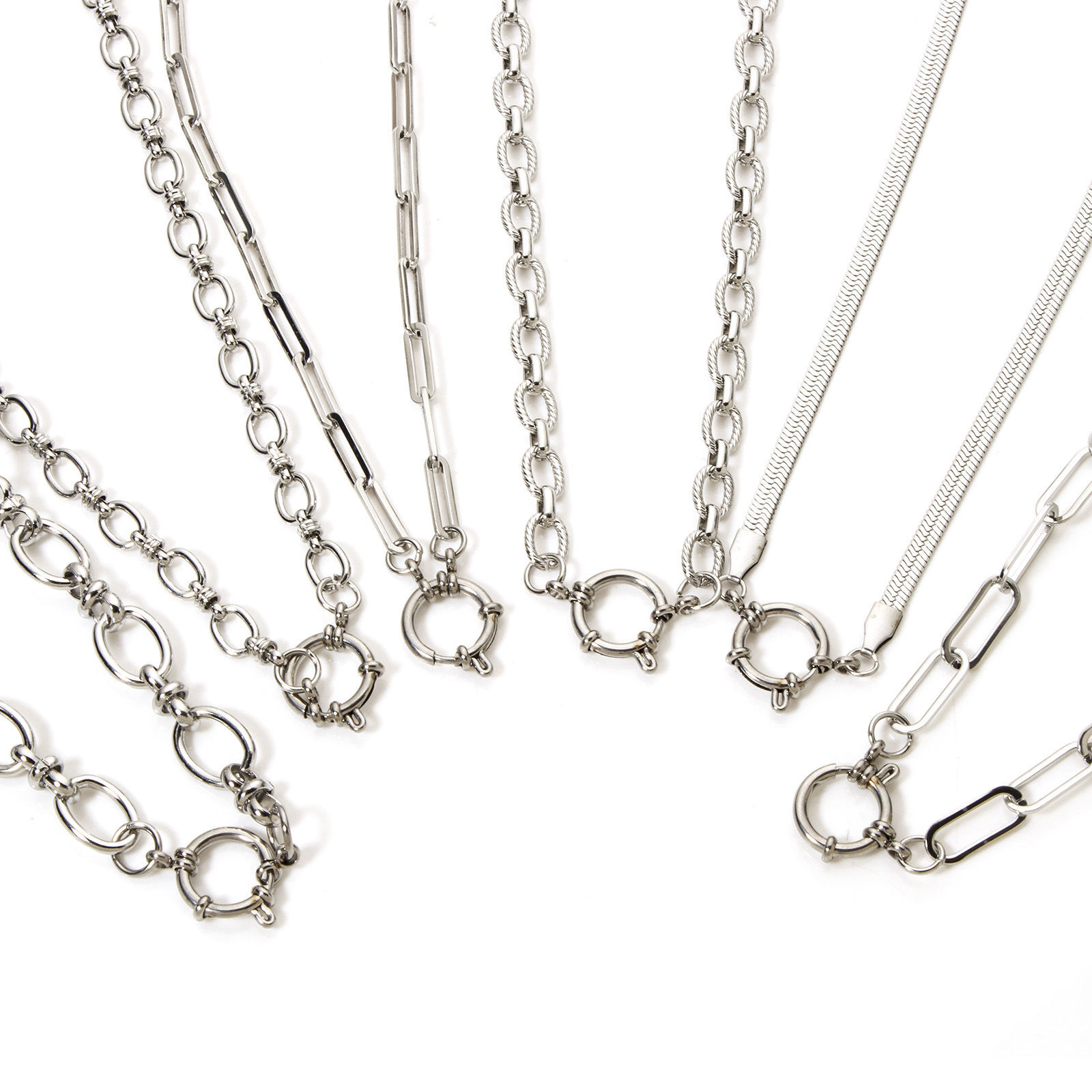 Picture of Silver Tone 304 Stainless Steel Link Chain With Spring Ring Clasp Necklace