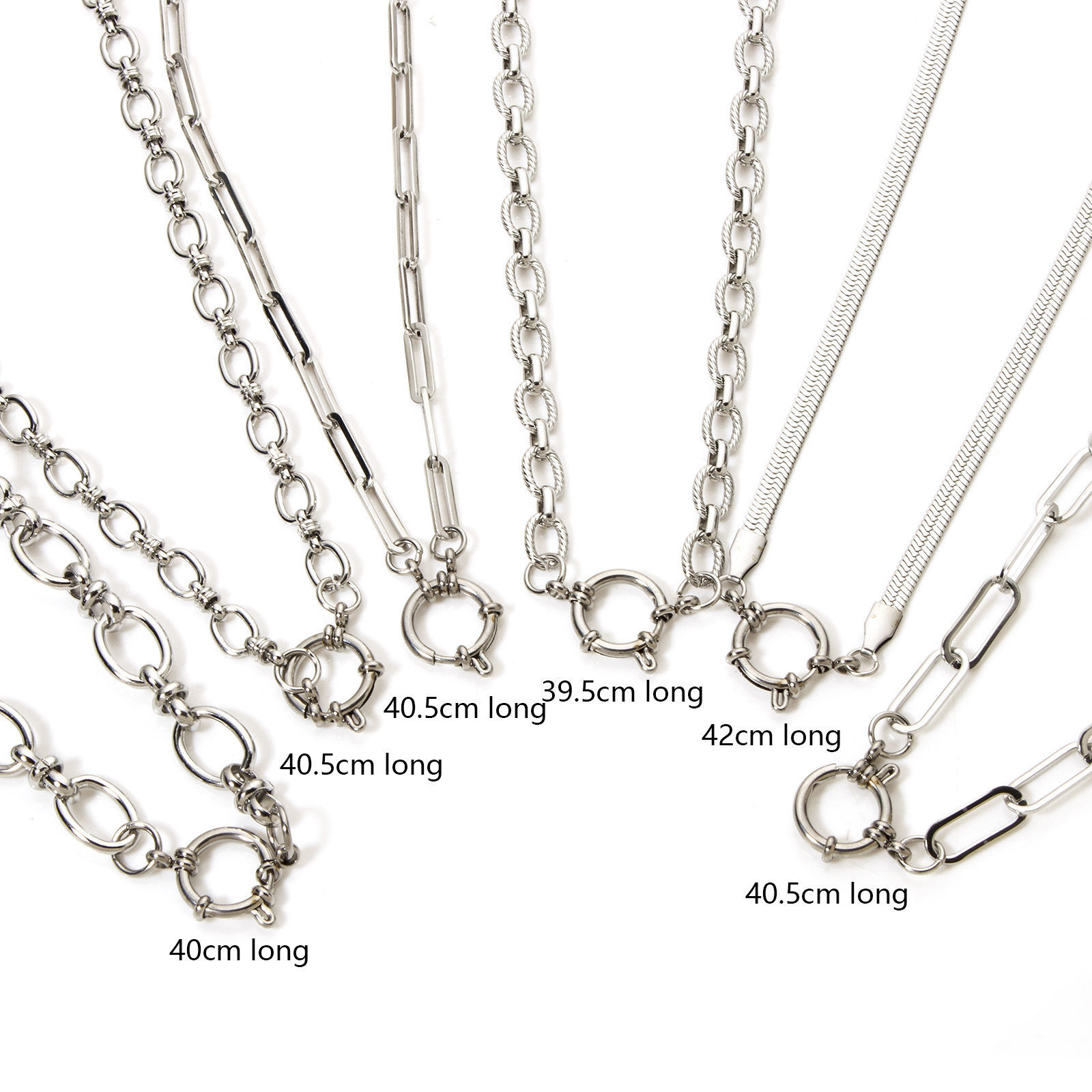 Picture of Silver Tone 304 Stainless Steel Link Chain With Spring Ring Clasp Necklace