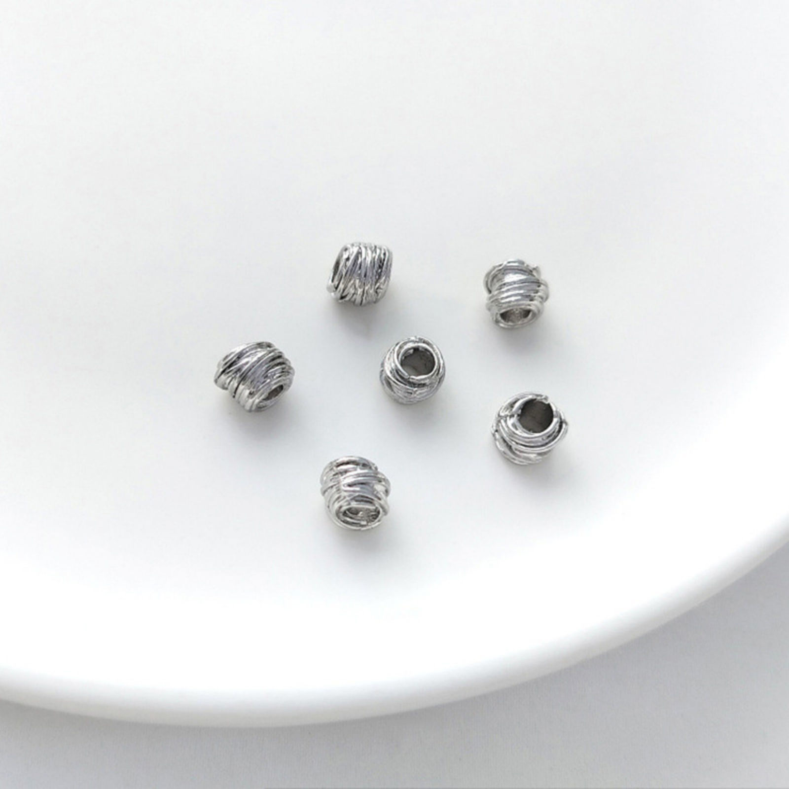 Picture of Eco-friendly Brass Beads For DIY Jewelry Making Real Gold Plated Irregular Wrapped About 6mm x 5mm, Hole: Approx 2.5mm