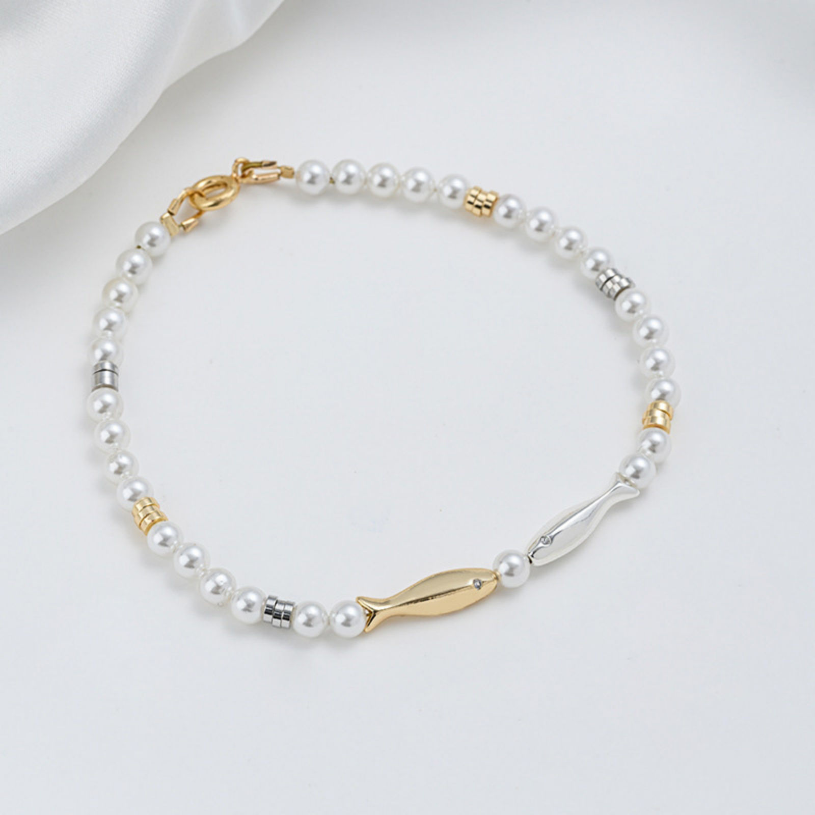 Picture of Eco-friendly Brass Ocean Jewelry Beads For DIY Jewelry Making Real Gold Plated Fish Animal Clear Cubic Zirconia About 15.8mm x 4.2mm, Hole: Approx 4mm