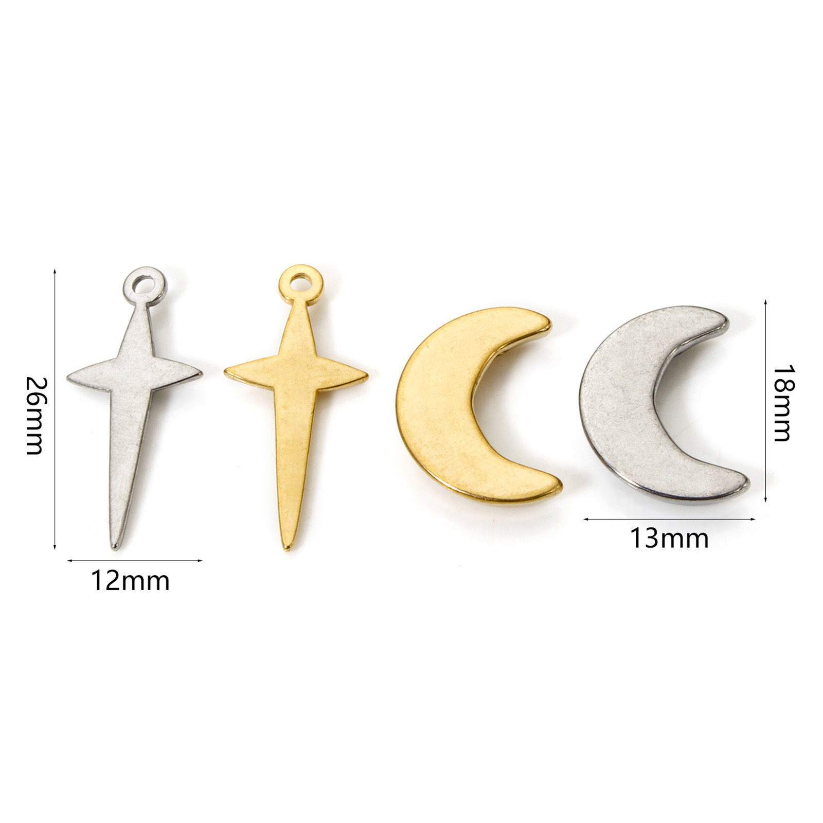 Picture of Eco-friendly Vacuum Plating 304 Stainless Steel Galaxy Charms Multicolor Half Moon Star