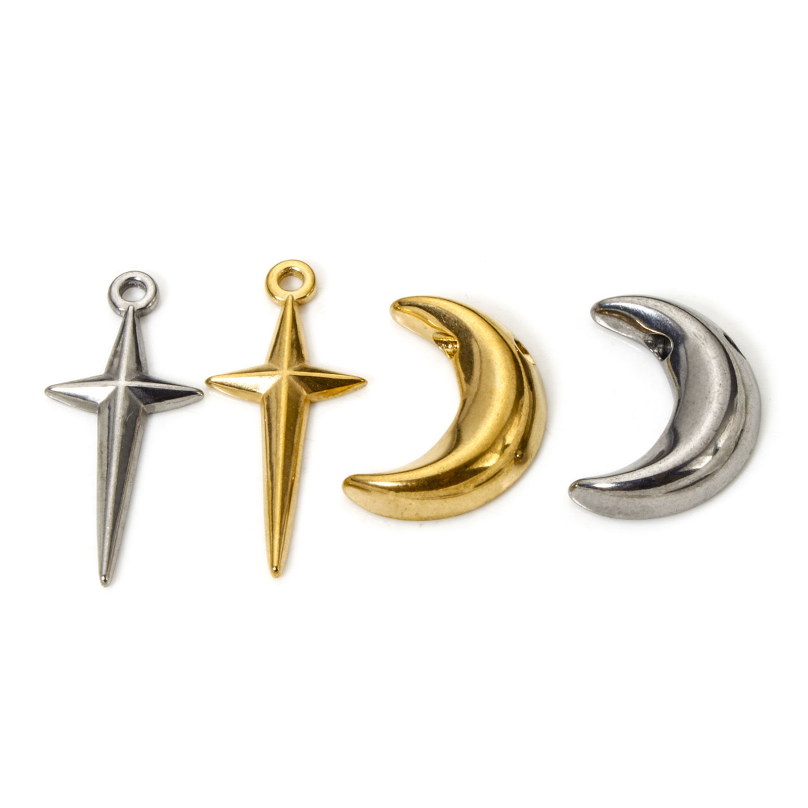 Picture of Eco-friendly Vacuum Plating 304 Stainless Steel Galaxy Charms Multicolor Half Moon Star