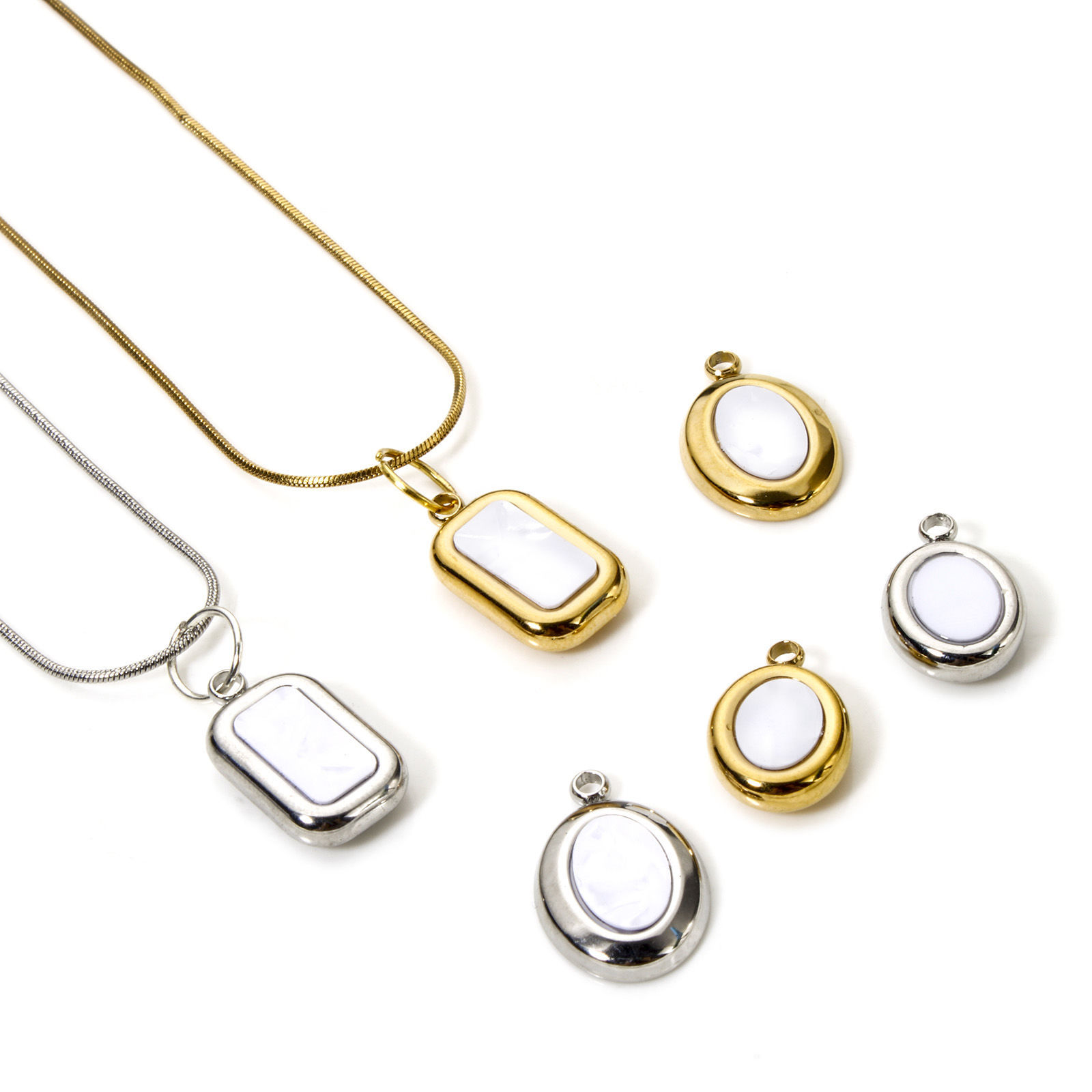 Picture of Eco-friendly PVD Vacuum Plating 304 Stainless Steel & Natural Shell Charms Multicolor Oval