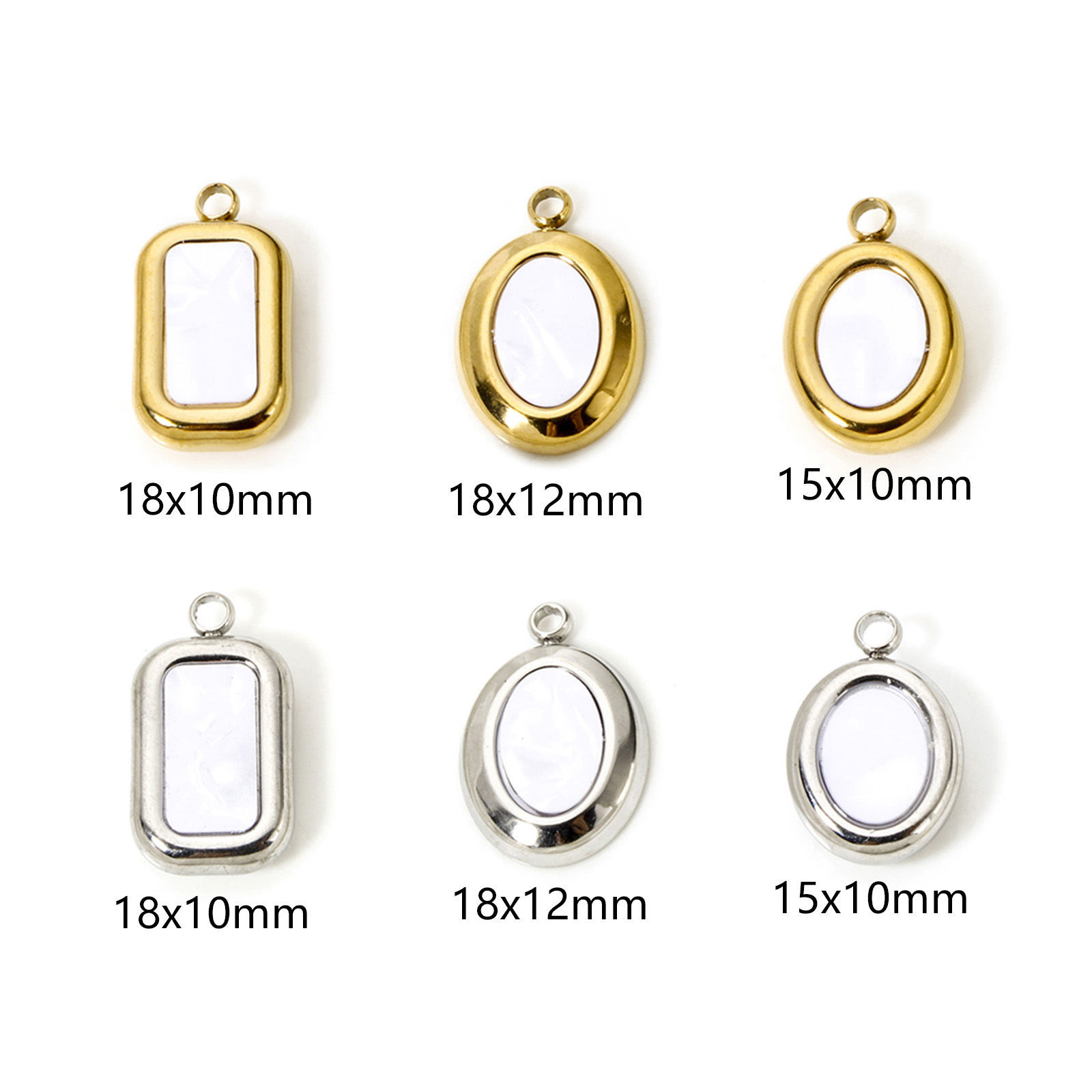 Picture of Eco-friendly PVD Vacuum Plating 304 Stainless Steel & Natural Shell Charms Multicolor Oval