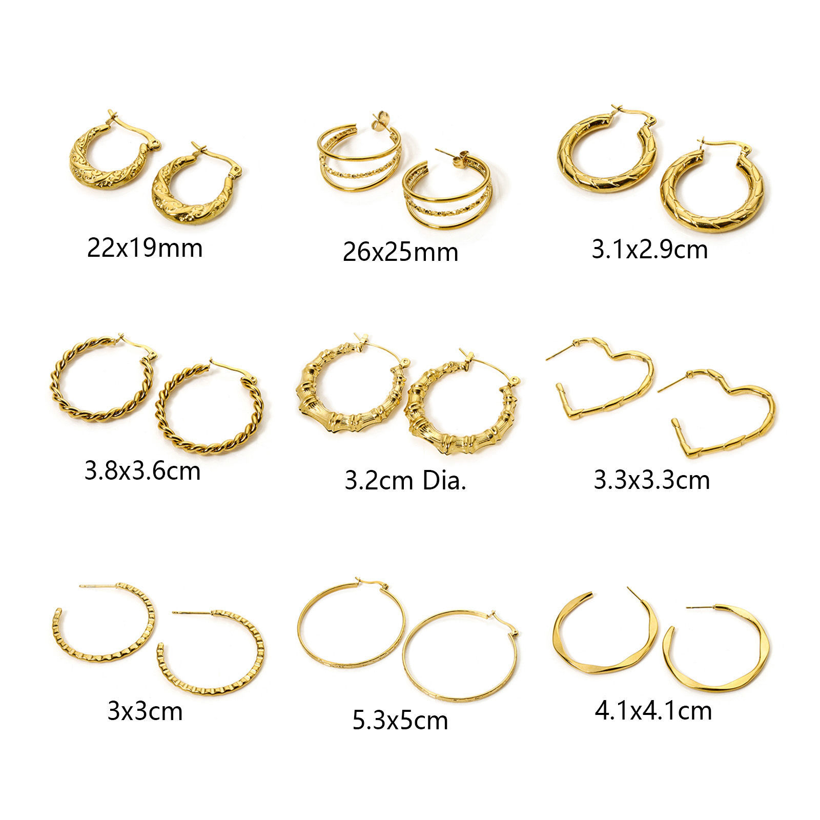 Picture of Eco-friendly PVD Vacuum Plating Exquisite Simple 18K Gold Plated 304 Stainless Steel Hoop Earrings For Women