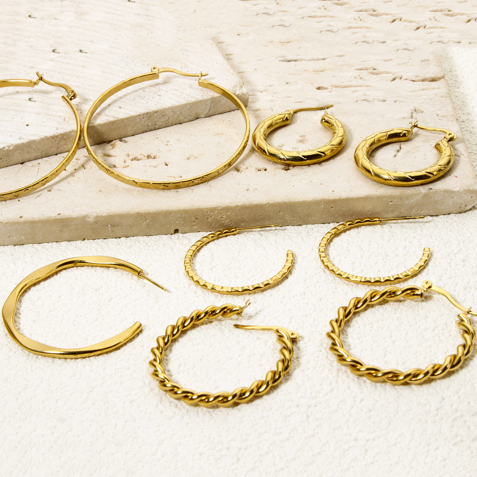 Picture of Eco-friendly PVD Vacuum Plating Exquisite Simple 18K Gold Plated 304 Stainless Steel Hoop Earrings For Women