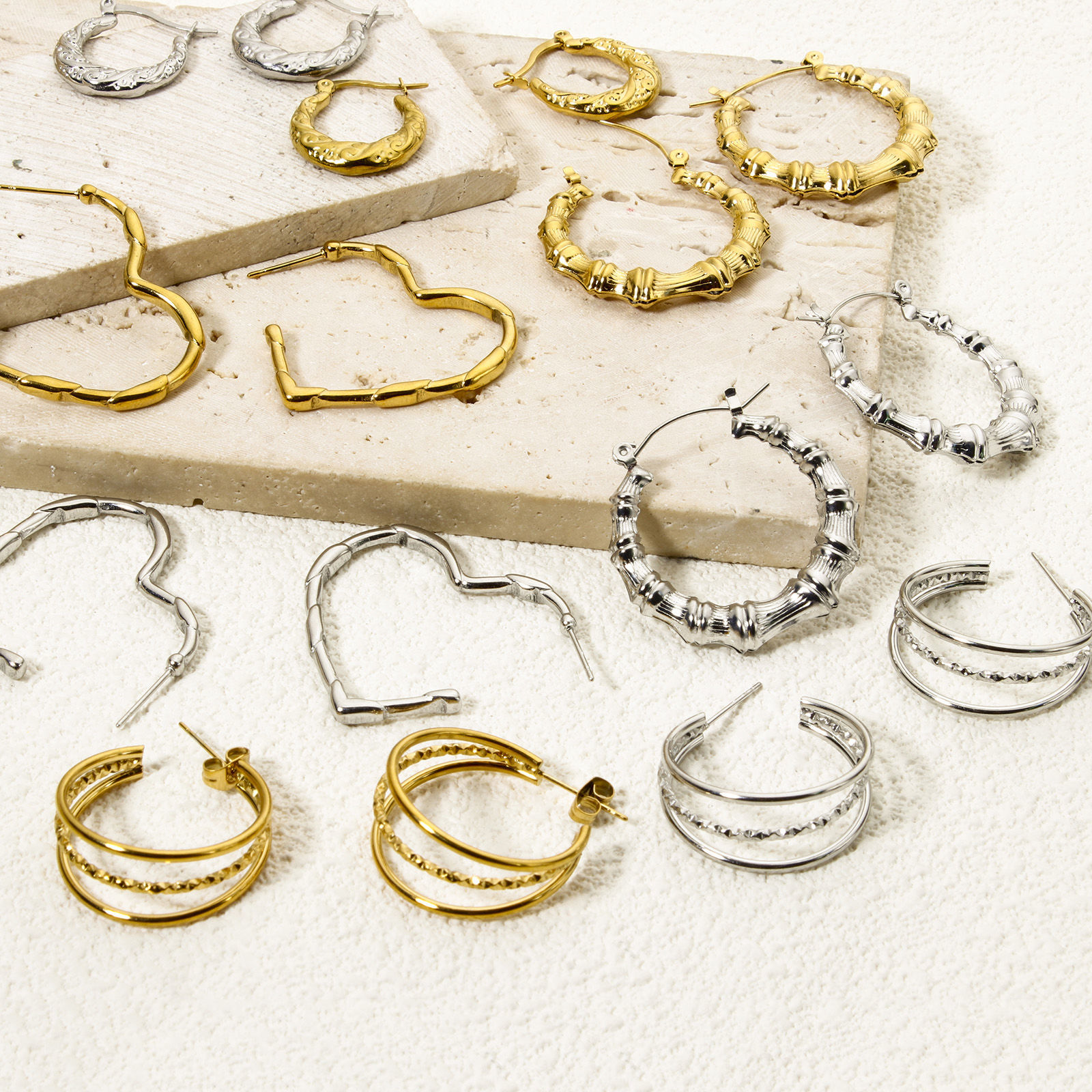 Picture of Eco-friendly PVD Vacuum Plating Exquisite Simple 18K Gold Plated 304 Stainless Steel Hoop Earrings For Women