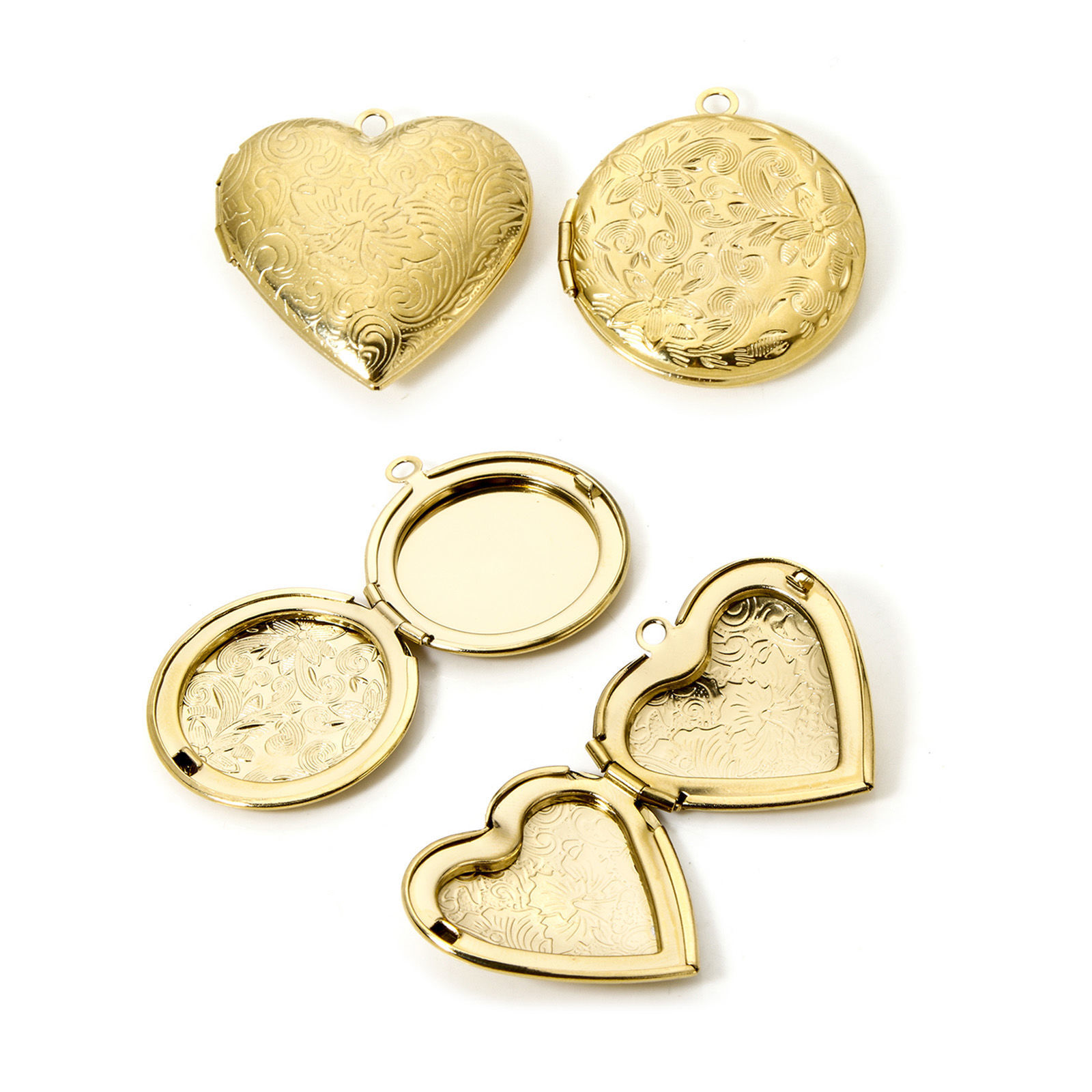 Picture of Eco-friendly PVD Vacuum Plating 304 Stainless Steel Picture Photo Locket Frame Pendants 14K Real Gold Plated Heart Flower