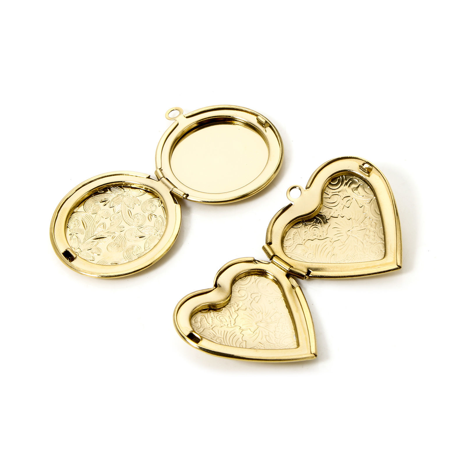 Picture of Eco-friendly PVD Vacuum Plating 304 Stainless Steel Picture Photo Locket Frame Pendants 14K Real Gold Plated Heart Flower