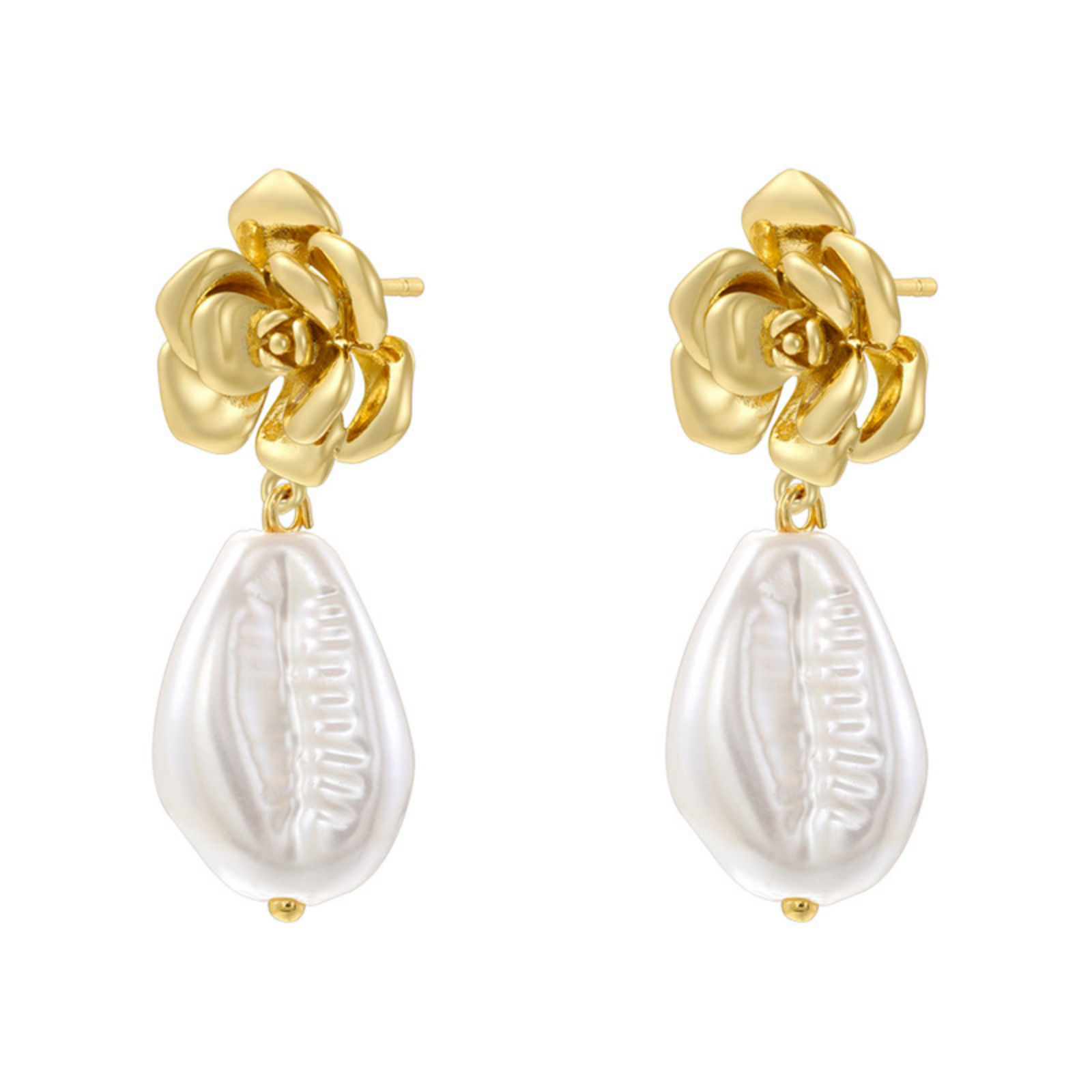 Imagen de 1 Par Estilo Ins Elegante Multicolor Latón Rosa 3D Pendientes de Poste de Oreja Para Mujeres