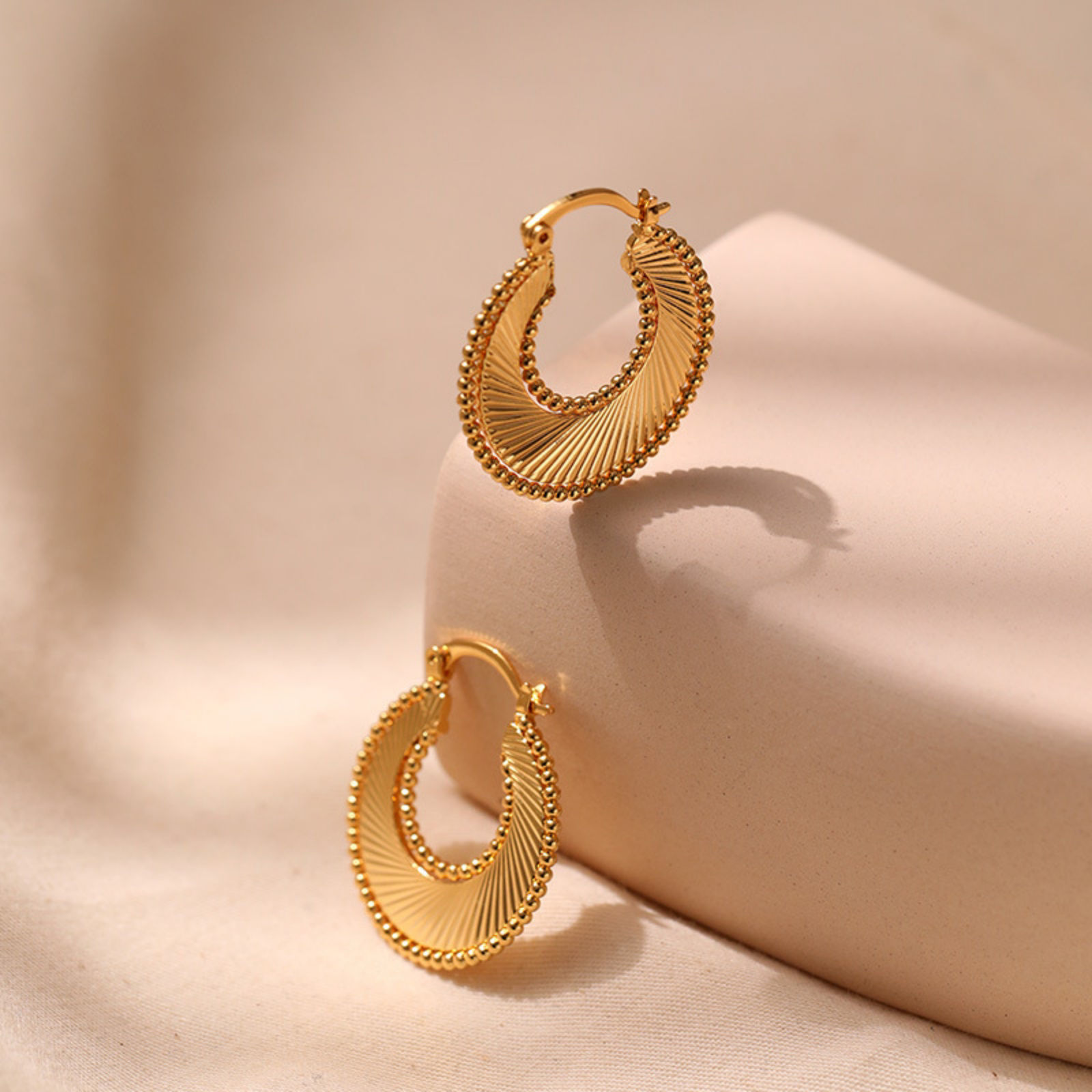 Picture of Eco-friendly Stylish Ins Style 18K Real Gold Plated Brass Texture Ear Post Stud Earrings