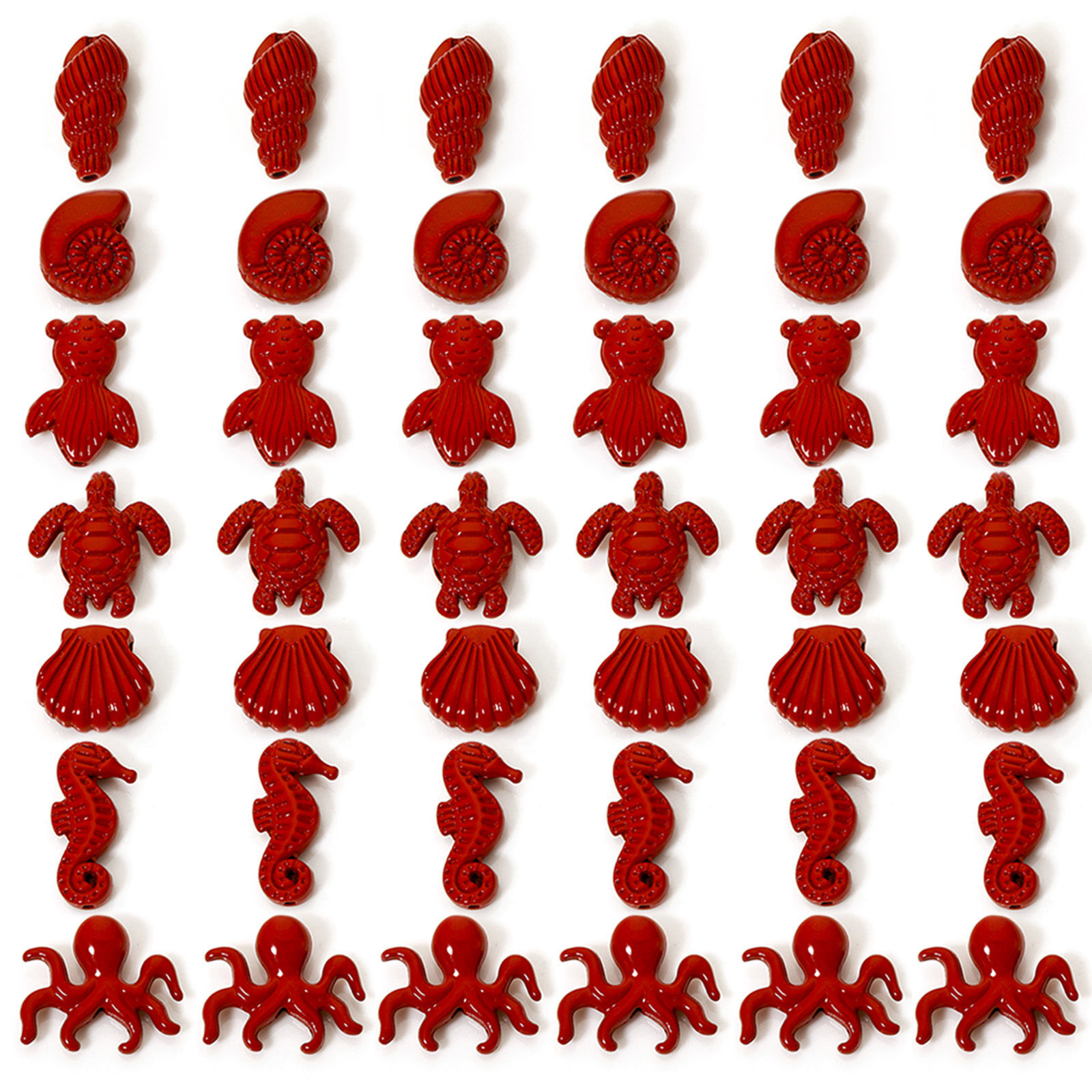 Picture of Zinc Based Alloy Ocean Jewelry Spacer Beads For DIY Jewelry Making Red Enamel