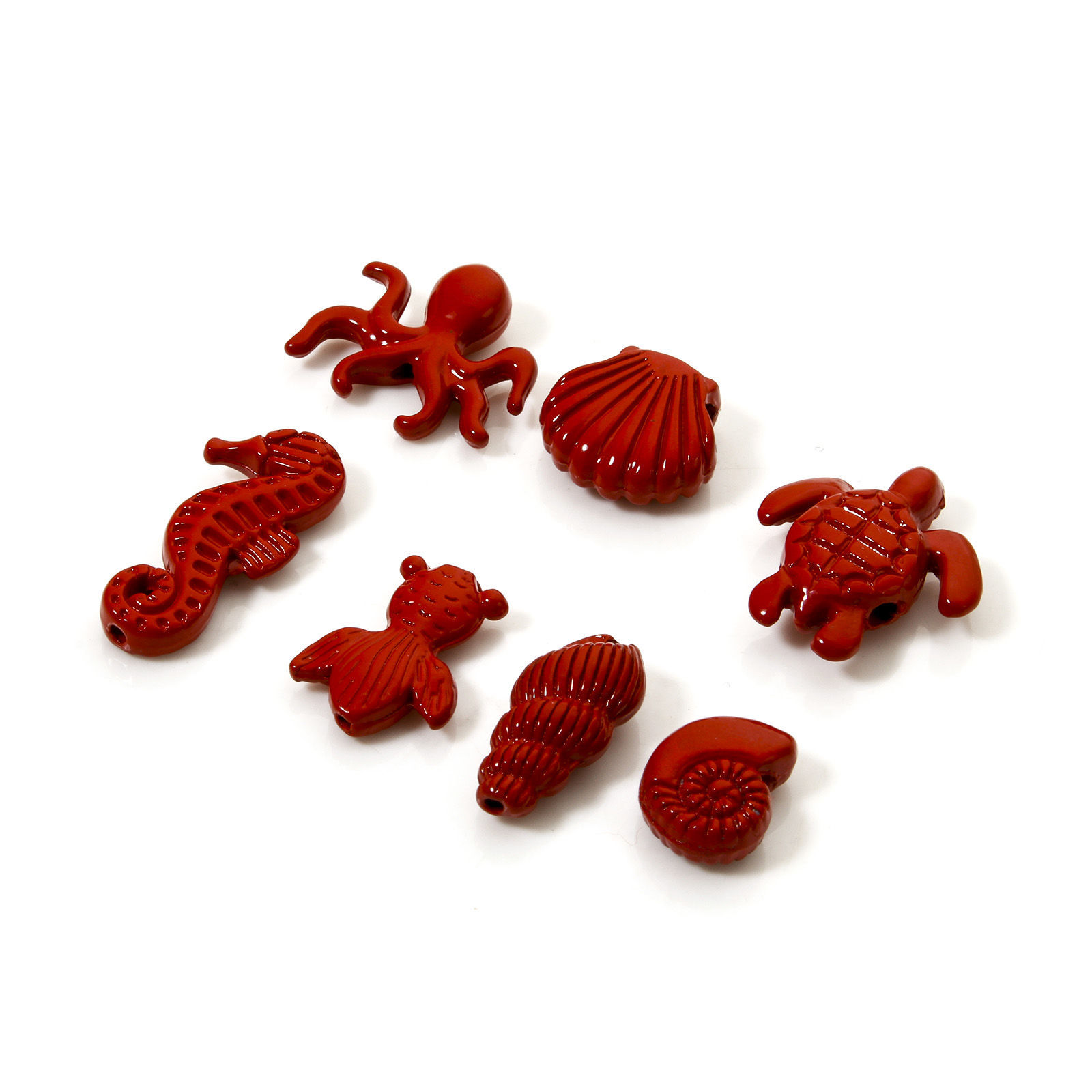 Picture of Zinc Based Alloy Ocean Jewelry Spacer Beads For DIY Jewelry Making Red Enamel
