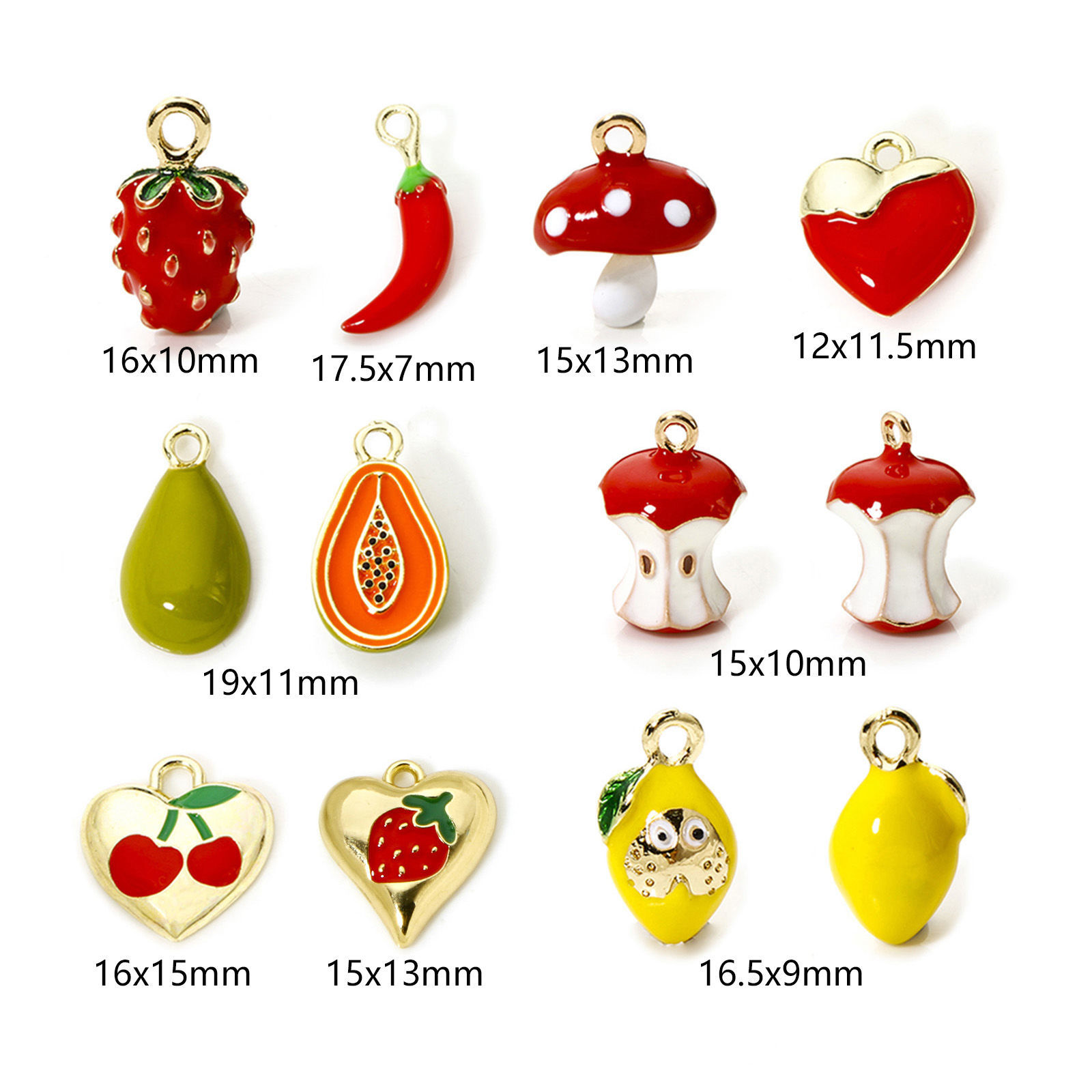 Imagen de 2 Unidades Latón Colgantes Chapado en Oro de 18K Fruta Esmalte
