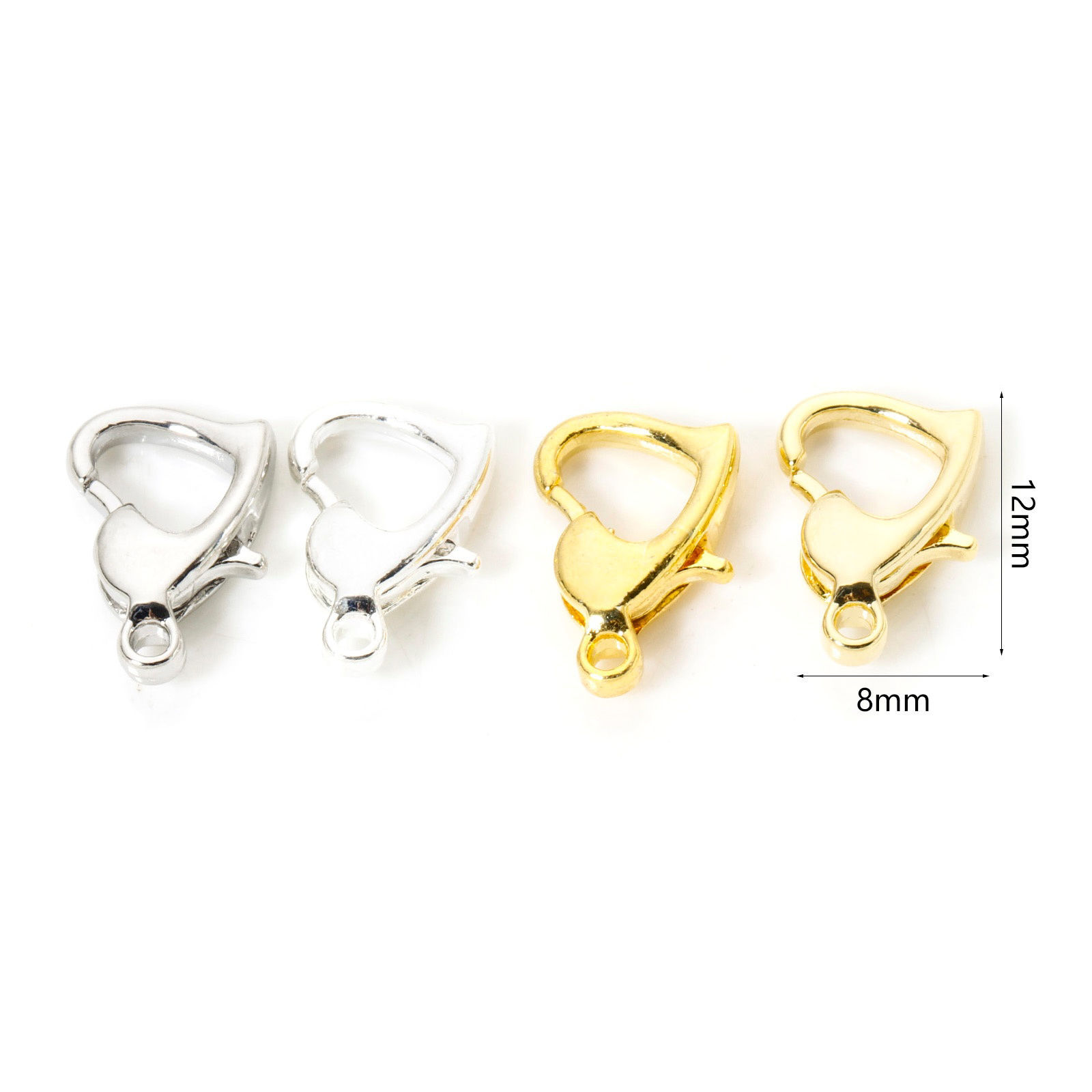 Picture of Eco-friendly Brass Lobster Clasp Findings Heart Real Gold Plated 12mm x 8mm
