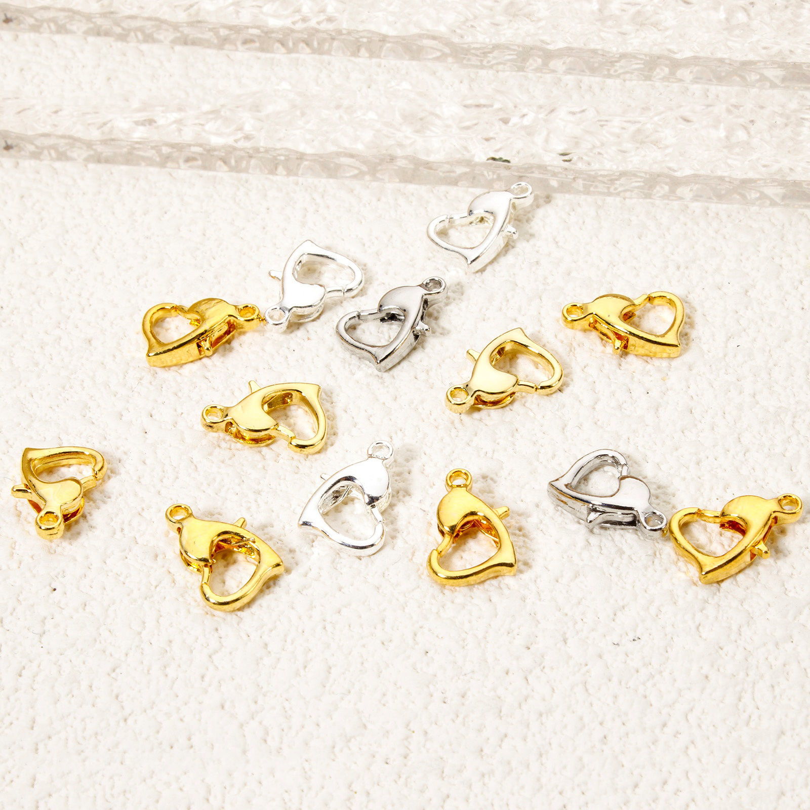 Picture of Eco-friendly Brass Lobster Clasp Findings Heart Real Gold Plated 12mm x 8mm
