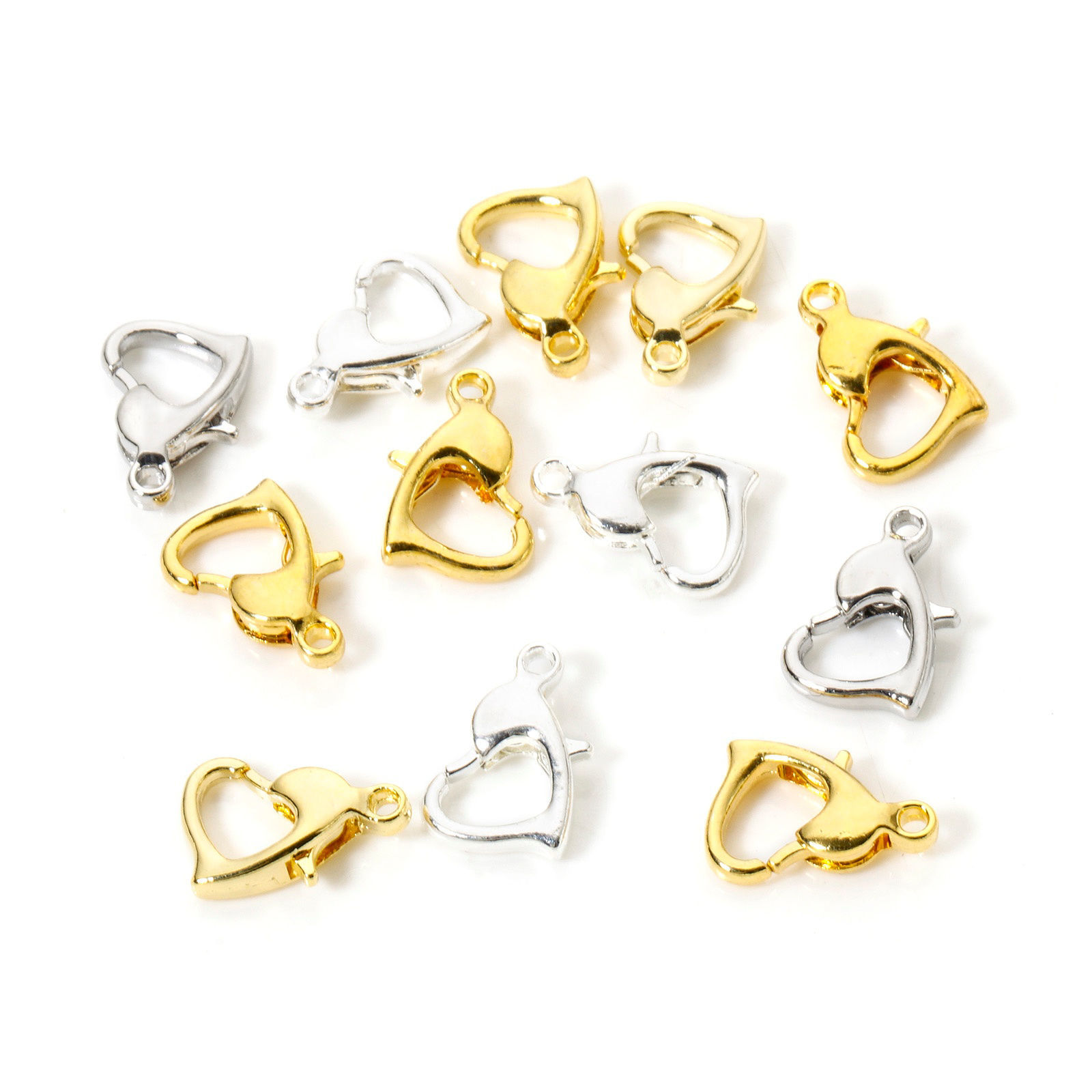 Picture of Eco-friendly Brass Lobster Clasp Findings Heart Real Gold Plated 12mm x 8mm