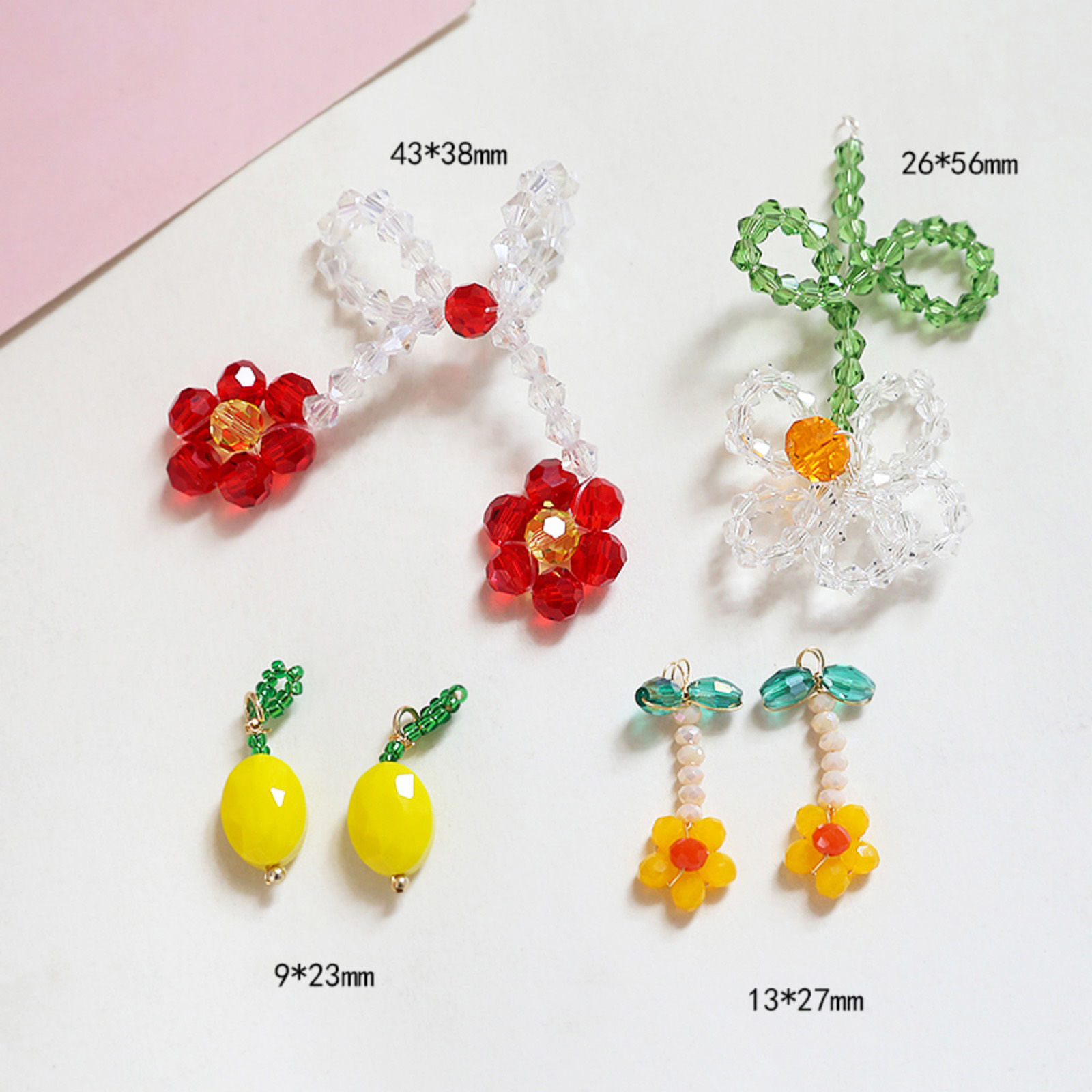 Picture of Iron Based Alloy & Glass Crochet Knitted Weaving Charms Multicolor Fruit Flower