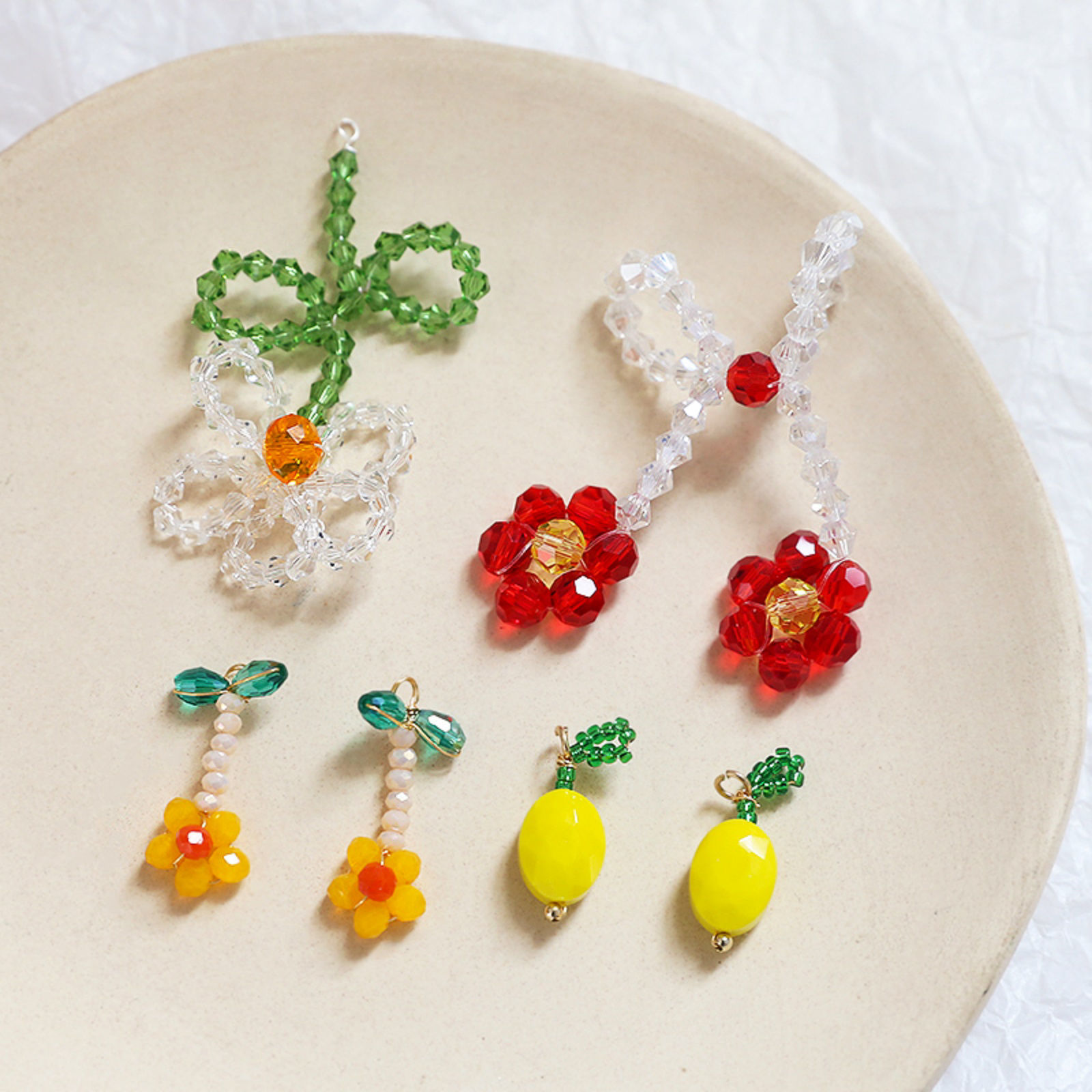 Picture of Iron Based Alloy & Glass Crochet Knitted Weaving Charms Multicolor Fruit Flower