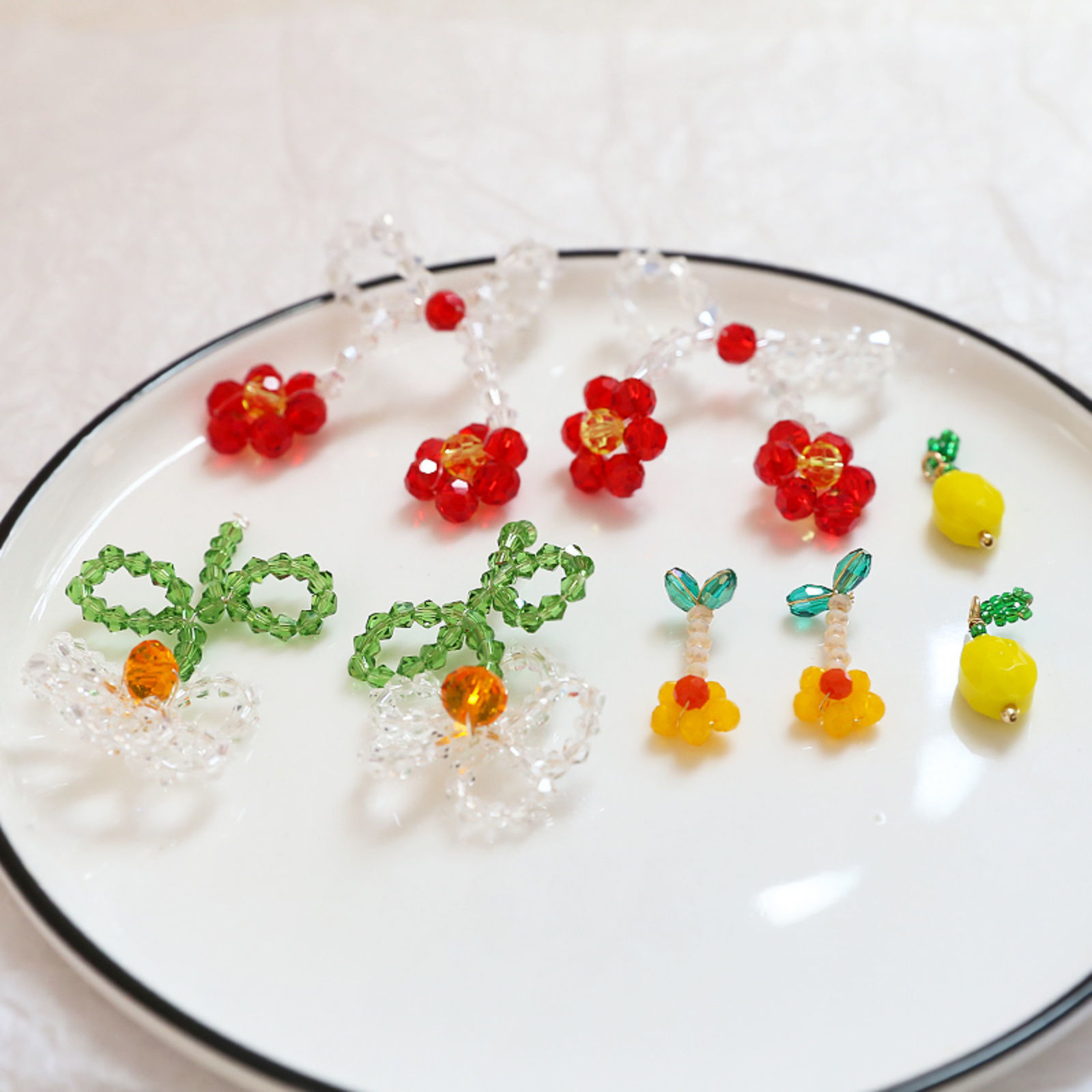 Picture of Iron Based Alloy & Glass Crochet Knitted Weaving Charms Multicolor Fruit Flower
