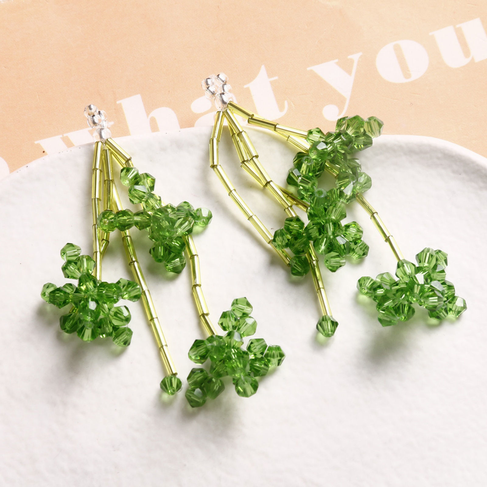 Picture of Iron Based Alloy & Glass Crochet Knitted Weaving Pendants Multicolor Flower 6cm x 2cm