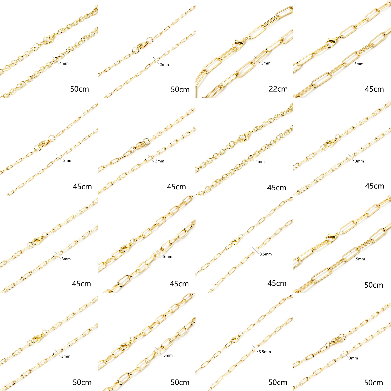 Imagen de 1 Unidad Respetuoso del Medio Ambiente Latón Catena di Fermagli Collares 18K Oro Real Chapado