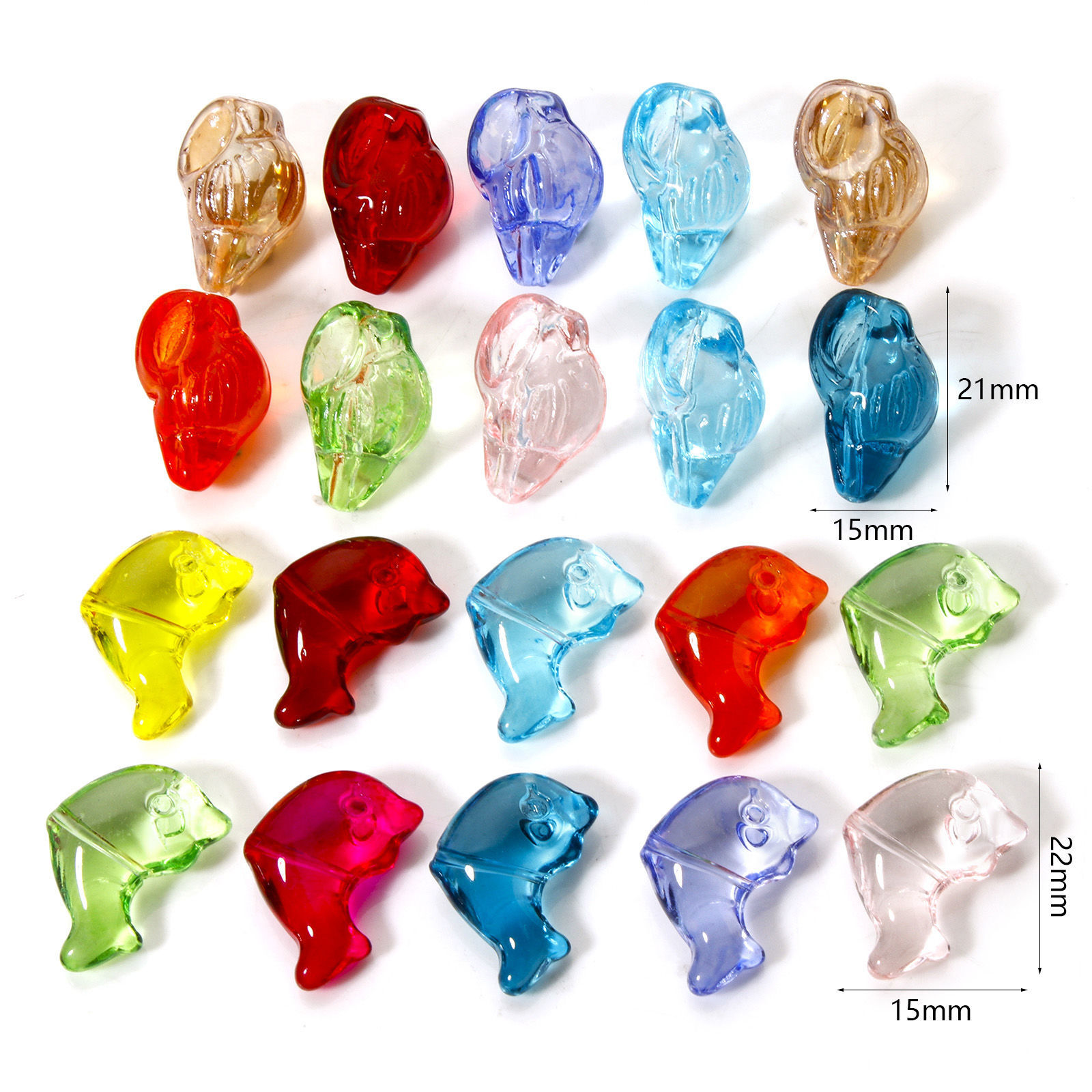 Imagen de 10 Unidades Vidrio Joyería del océano Cuentas Para Hacer Joyas De Bricolaje Caracola, Al Azar Color Mezclado Transparente Delfín 3D