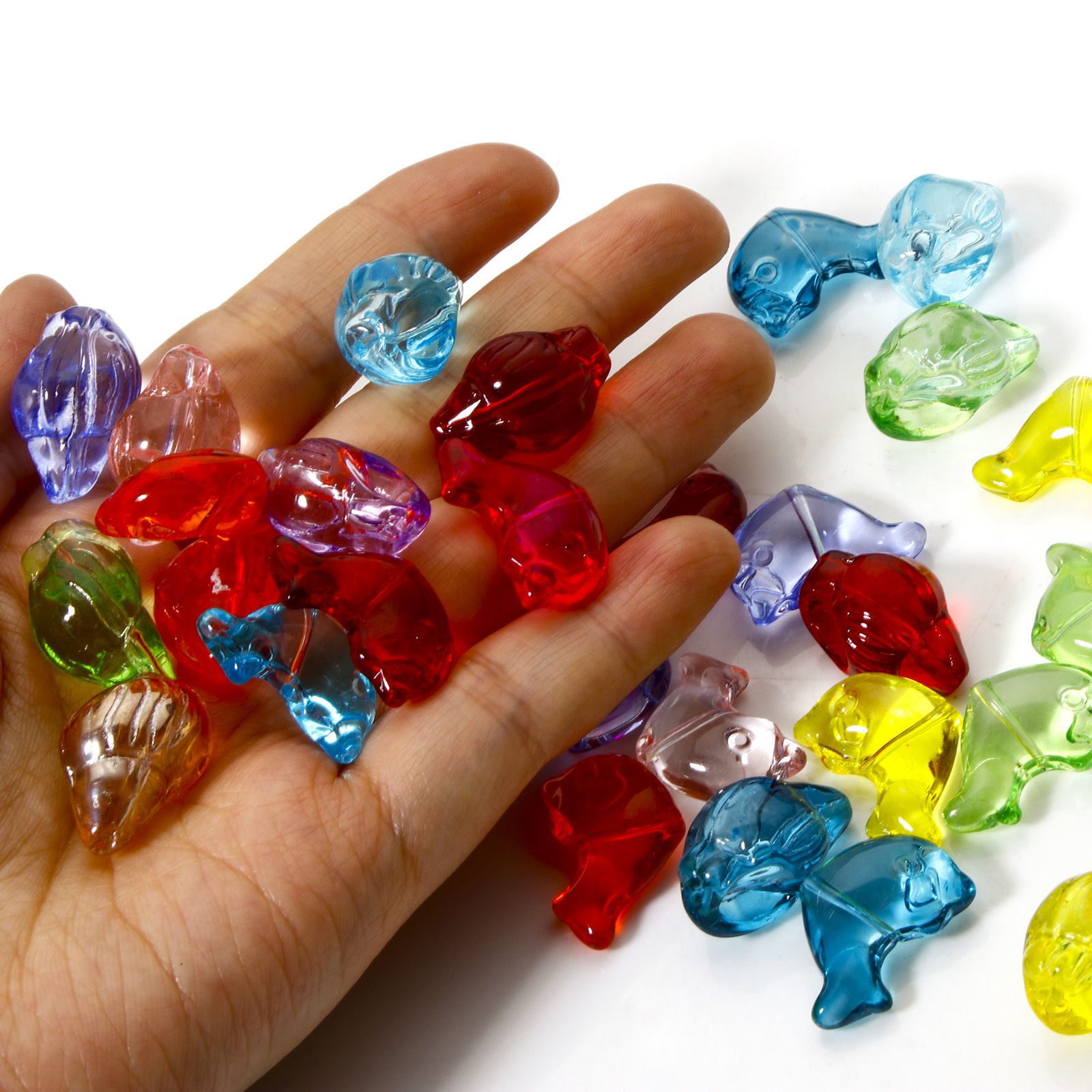 Imagen de 10 Unidades Vidrio Joyería del océano Cuentas Para Hacer Joyas De Bricolaje Caracola, Al Azar Color Mezclado Transparente Delfín 3D