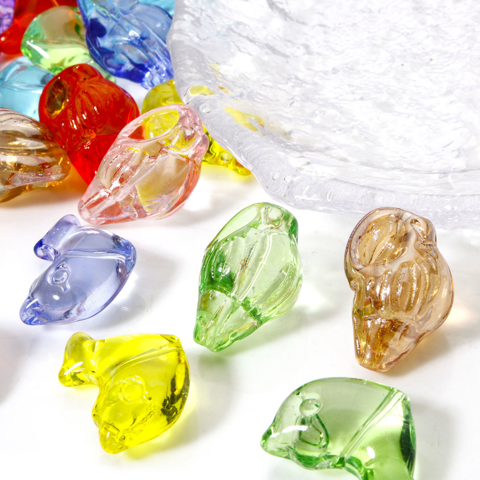 Imagen de 10 Unidades Vidrio Joyería del océano Cuentas Para Hacer Joyas De Bricolaje Caracola, Al Azar Color Mezclado Transparente Delfín 3D