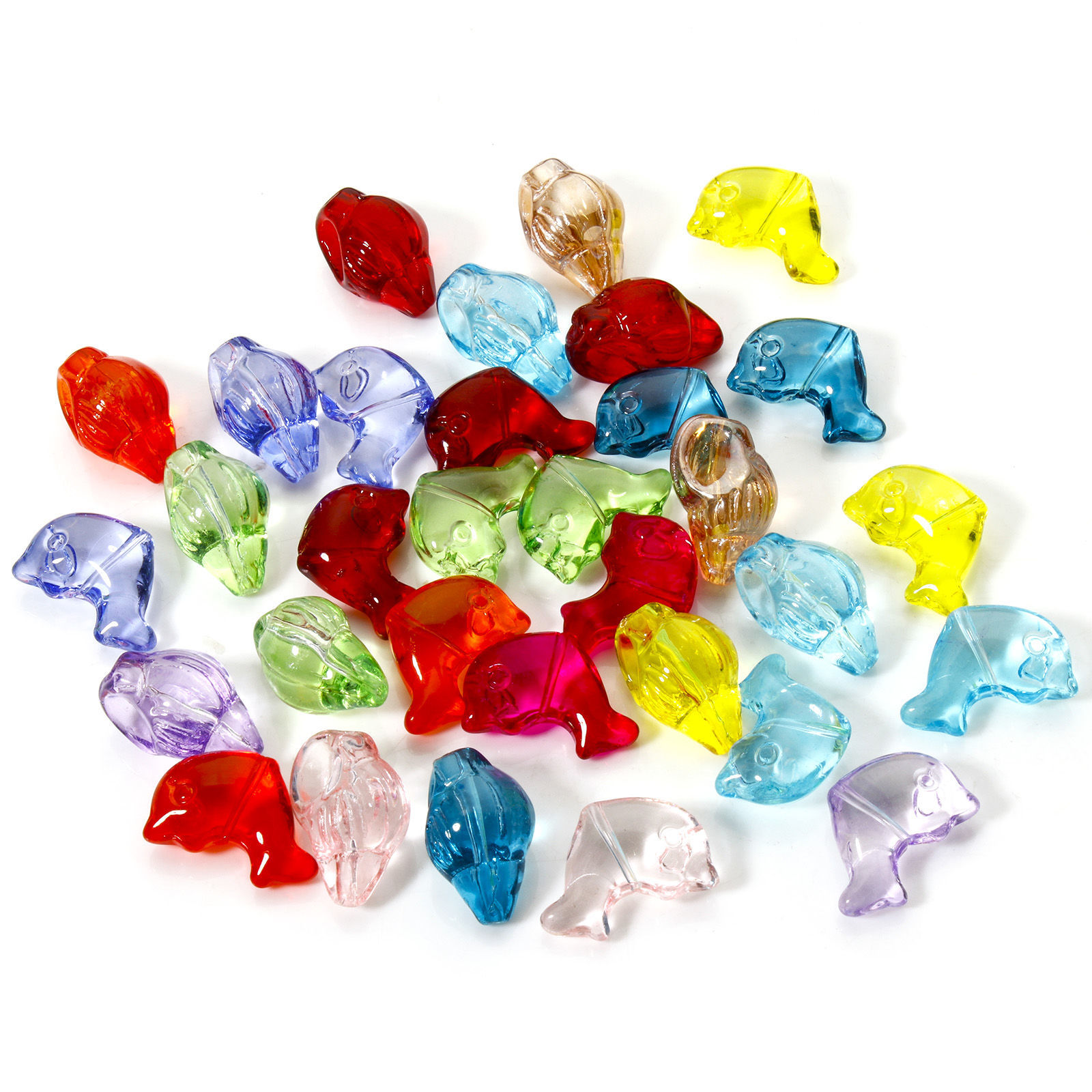 Imagen de 10 Unidades Vidrio Joyería del océano Cuentas Para Hacer Joyas De Bricolaje Caracola, Al Azar Color Mezclado Transparente Delfín 3D