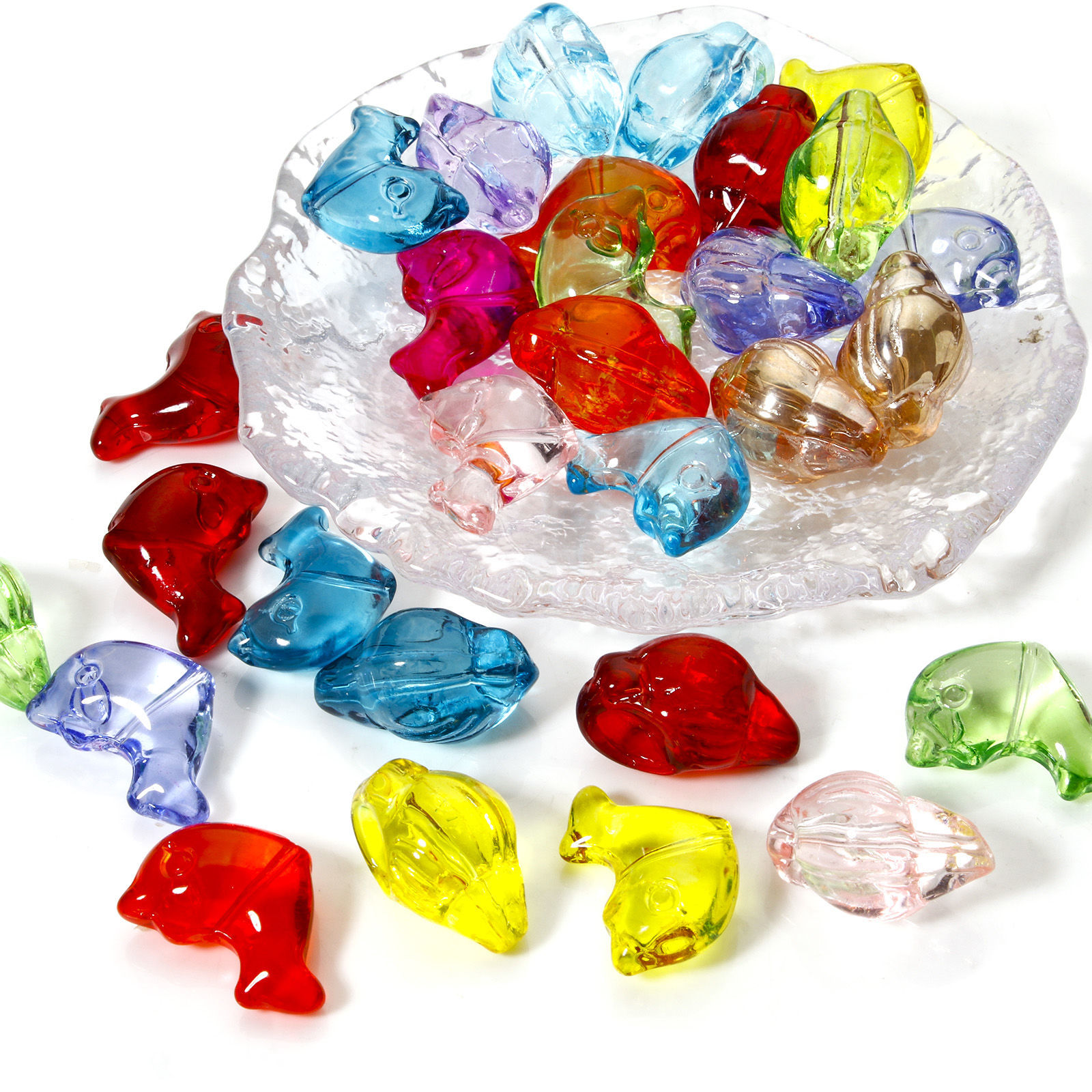 Imagen de 10 Unidades Vidrio Joyería del océano Cuentas Para Hacer Joyas De Bricolaje Caracola, Al Azar Color Mezclado Transparente Delfín 3D