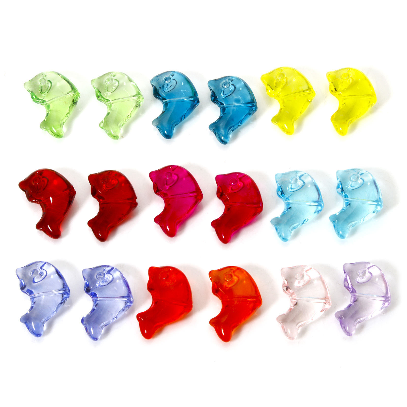Imagen de 10 Unidades Vidrio Joyería del océano Cuentas Para Hacer Joyas De Bricolaje Caracola, Al Azar Color Mezclado Transparente Delfín 3D