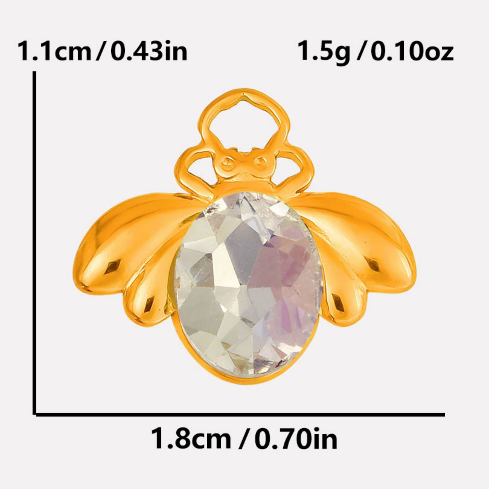 Imagen de 2 Unidades 304 Acero Inoxidable Insecto Colgantes Abejas Multicolor Rhinestone 11mm x 18mm