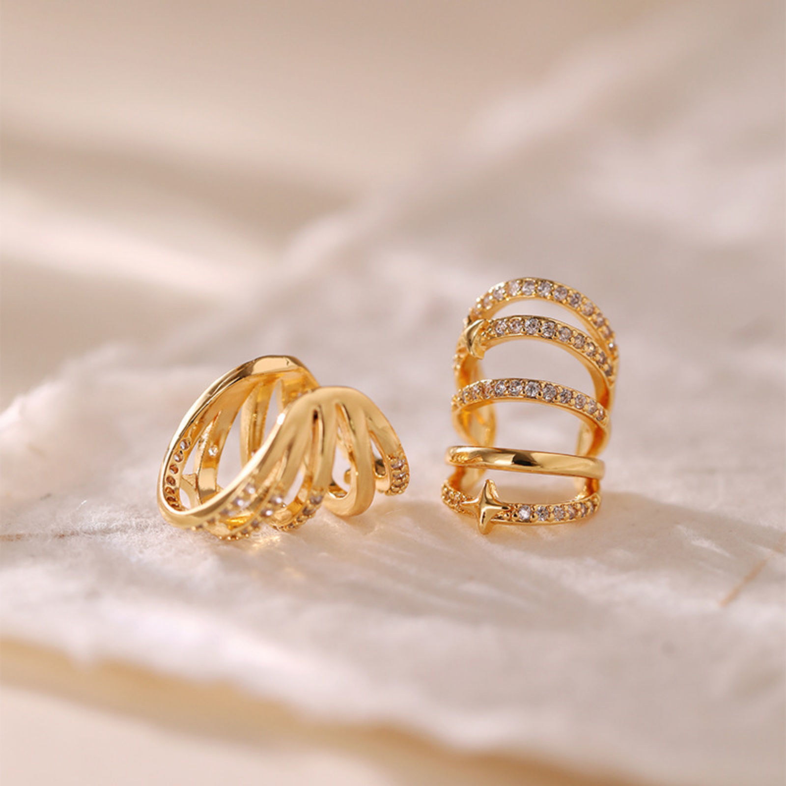 Imagen de 1 Par Respetuoso del Medio Ambiente Elegante Sencillo 18K Oro Real Chapado Latón Forma de C Textura Pendientes de Clip de Oreja Para Mujeres