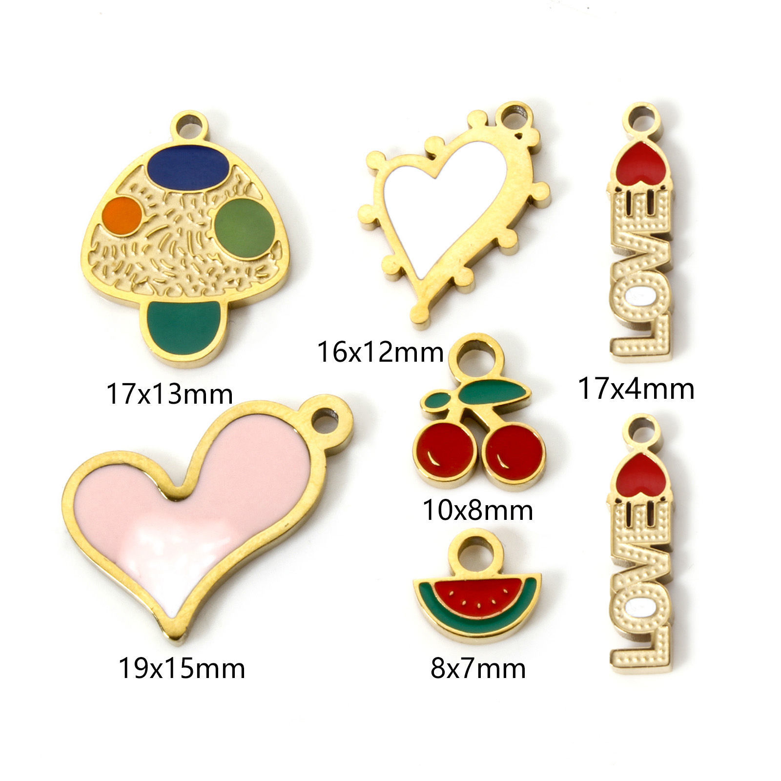 Picture of 304 Stainless Steel Charms 18K Gold Plated Enamel