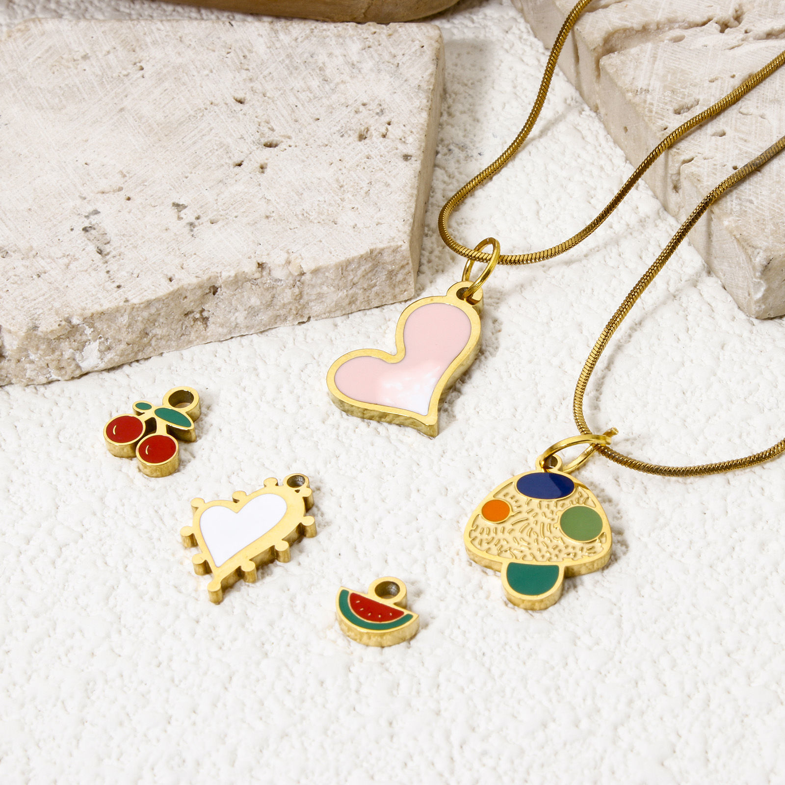 Picture of 304 Stainless Steel Charms 18K Gold Plated Enamel