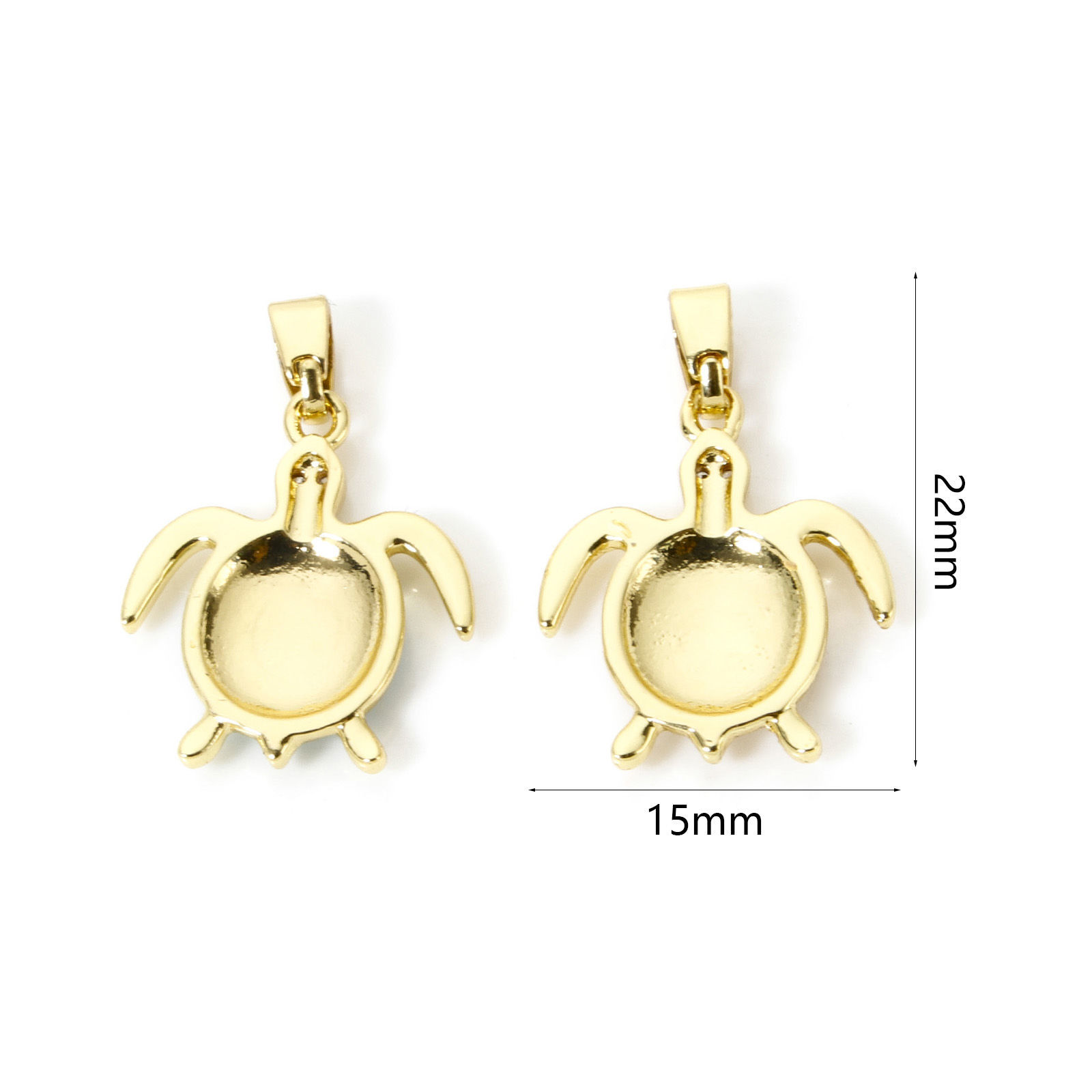 Imagen de 2 Unidades Respetuoso del Medio Ambiente Latón Joyería del océano Colgantes Charms 18K Oro Real Chapado Tortuga Marina Esmalte 22mm x 15mm