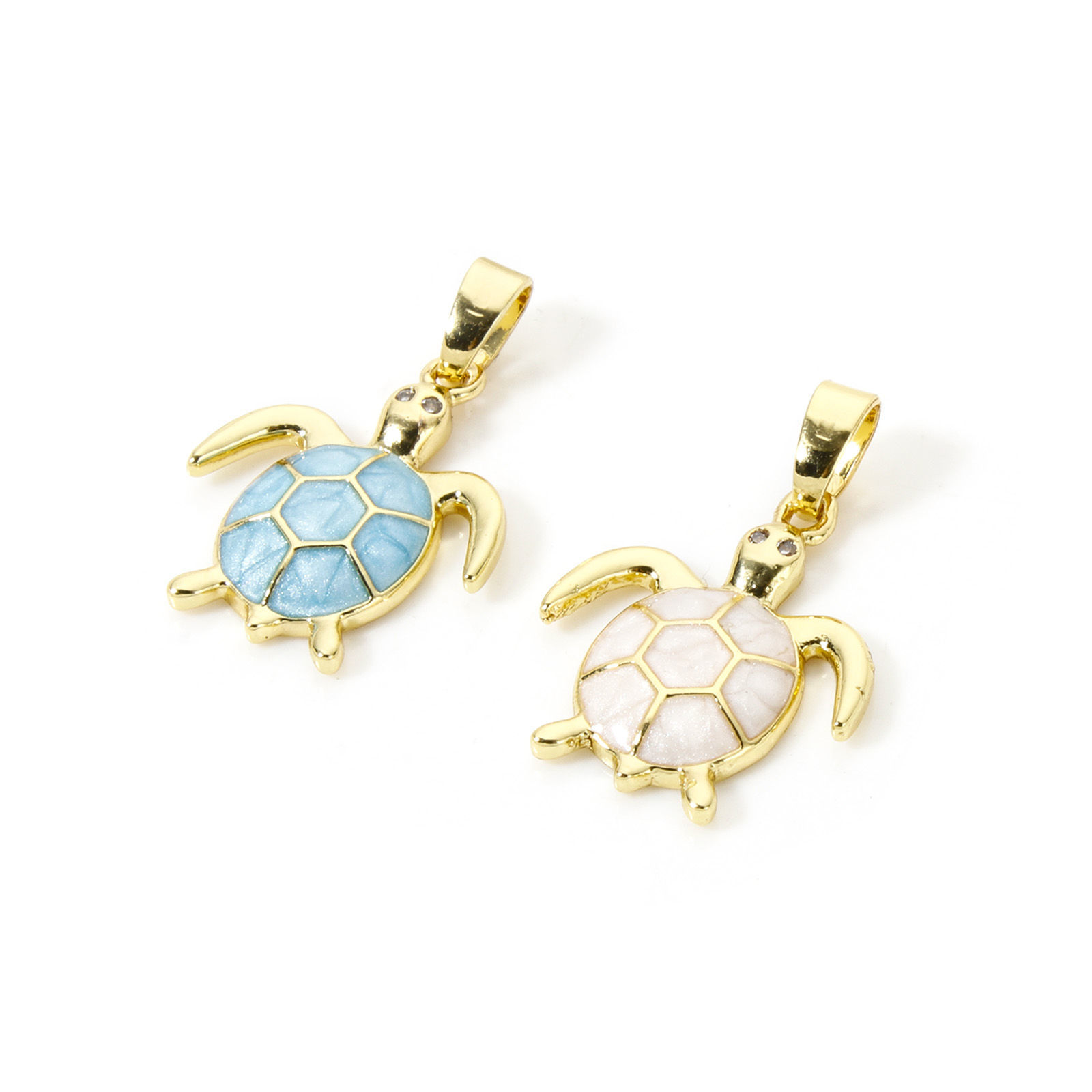 Imagen de 2 Unidades Respetuoso del Medio Ambiente Latón Joyería del océano Colgantes Charms 18K Oro Real Chapado Tortuga Marina Esmalte 22mm x 15mm