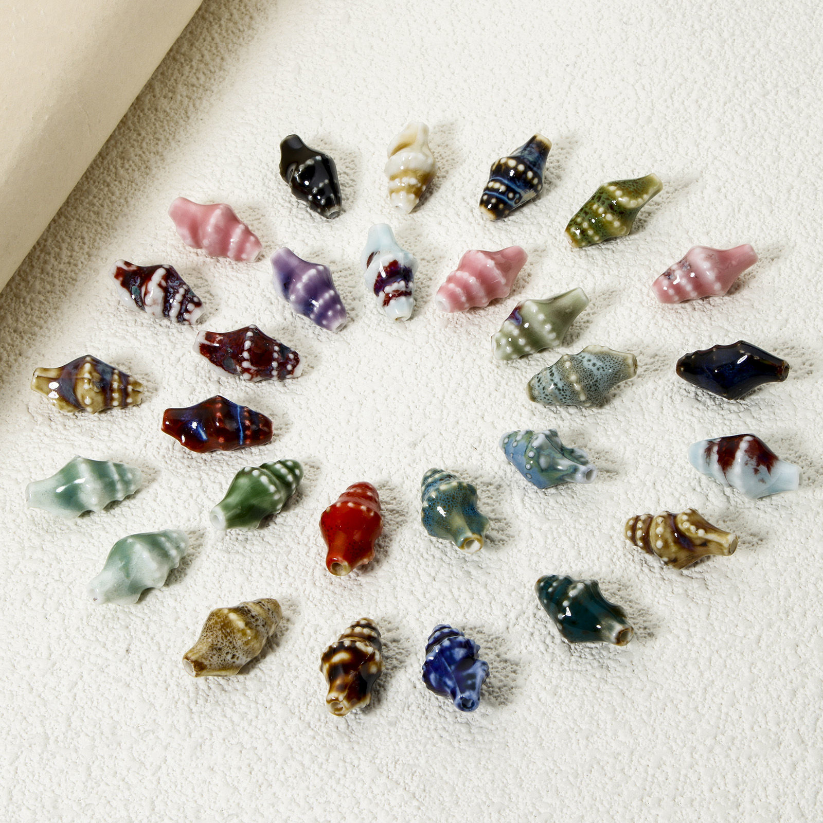 Imagen de 10 Unidades Cuentas Para Hacer Joyas De Bricolaje Cerámica de Caracola , Multicolor 3D 20mm x 11mm, Agujero: acerca de 1.6mm