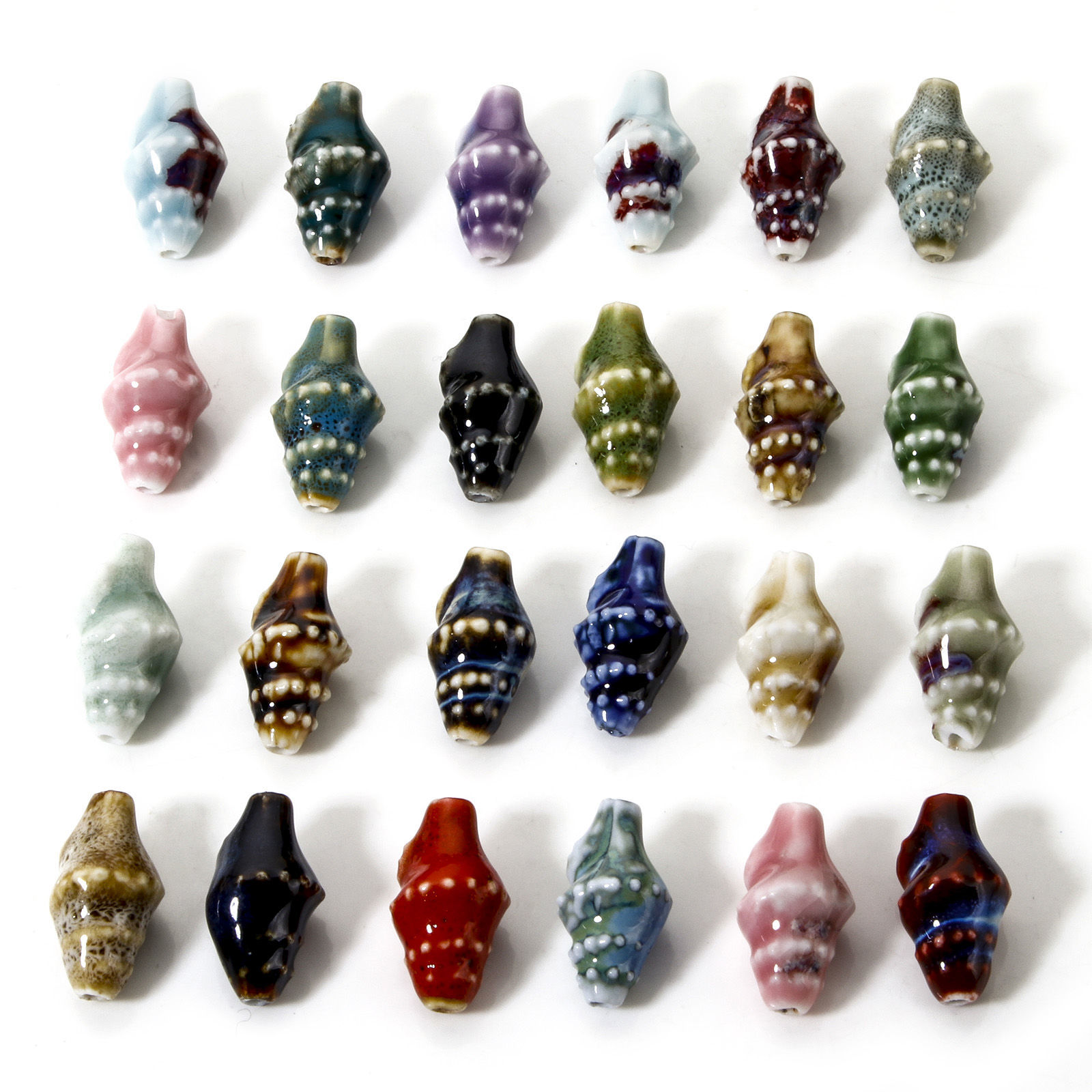 Imagen de 10 Unidades Cuentas Para Hacer Joyas De Bricolaje Cerámica de Caracola , Multicolor 3D 20mm x 11mm, Agujero: acerca de 1.6mm