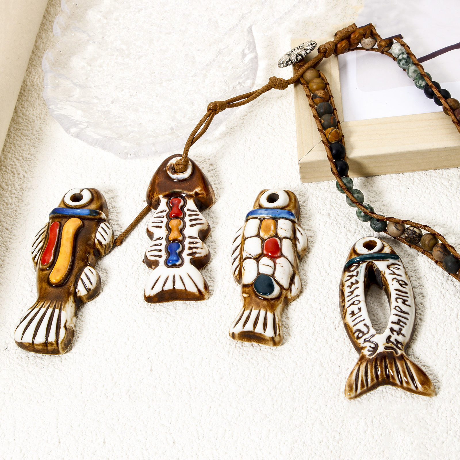 Image de 1 Pièce Pendentifs en Céramique Bijoux d'Océan Forme Poisson Multicolore