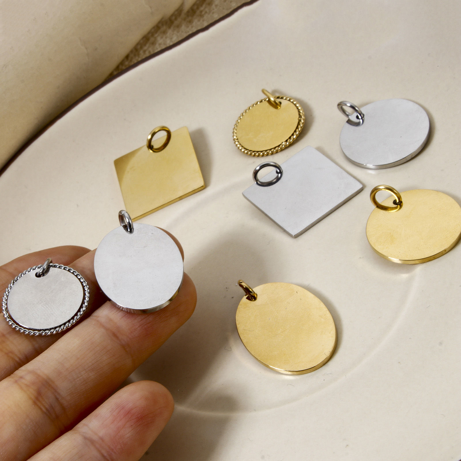 Picture of Eco-friendly 304 Stainless Steel Blank Stamping Tags Charms Geometric Multicolor