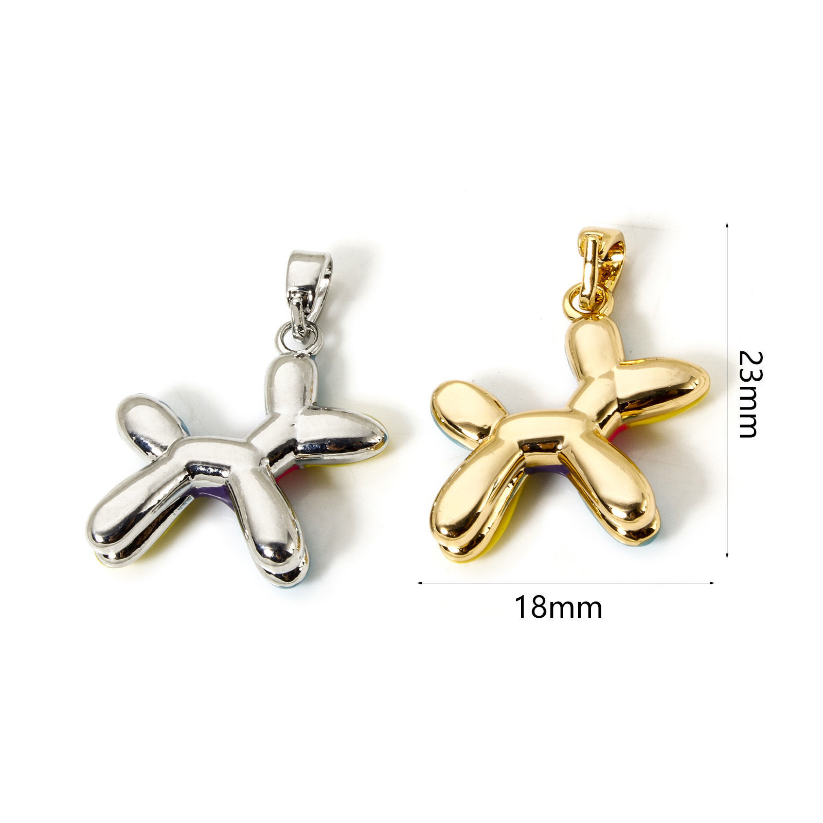 Imagen de 2 Unidades Respetuoso del Medio Ambiente Latón Colgantes Charms Oro Real Chapado Multicolor Esmalte Perro 23mm x 18mm