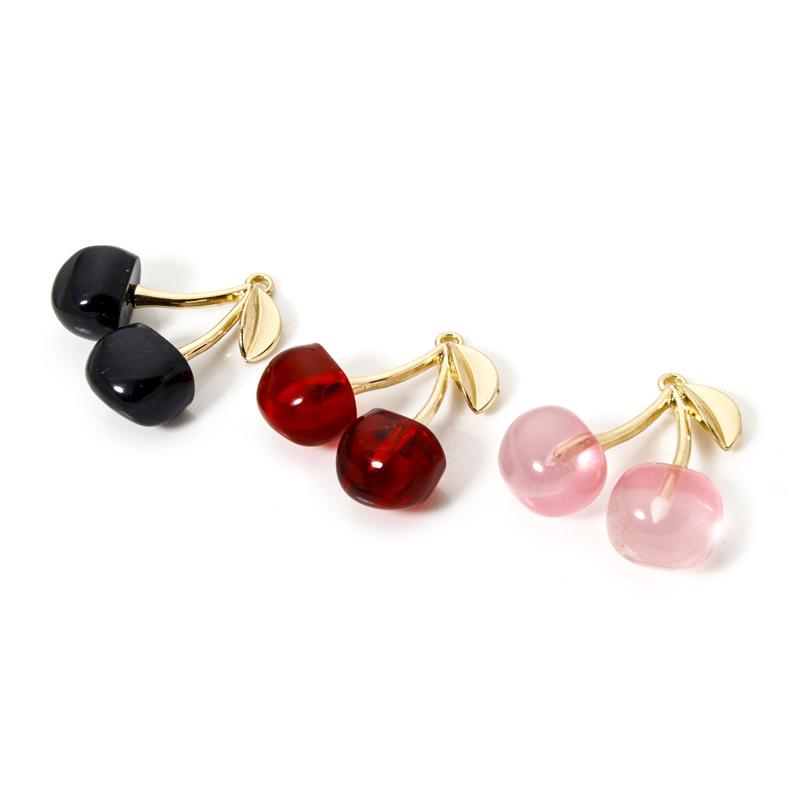 Picture of Zinc Based Alloy 3D Charms Gold Plated Multicolor Cherry Fruit 29mm x 28mm