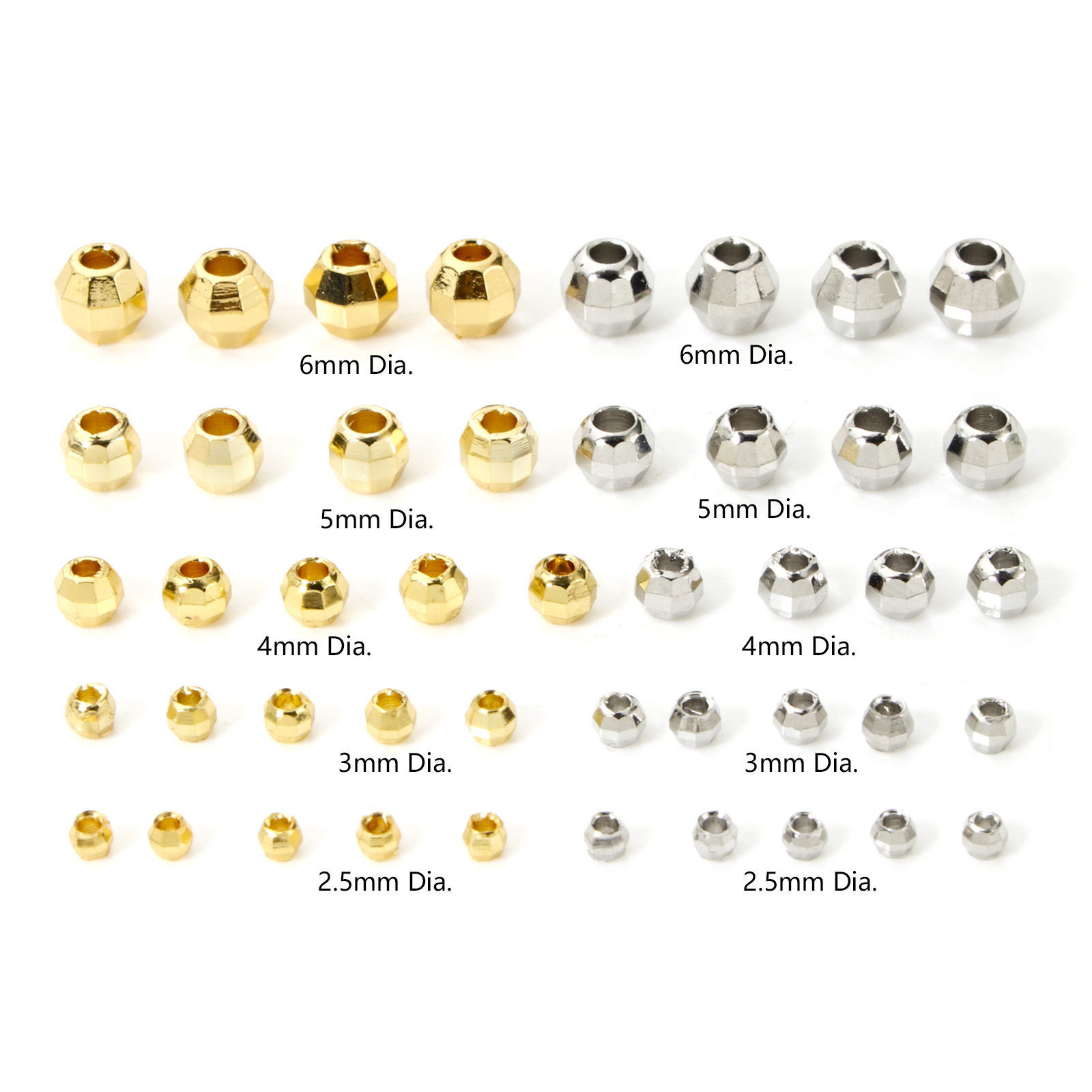 Picture of Eco-friendly Brass Beads For DIY Jewelry Making Single Hole Real Gold Plated Round Disc Faceted