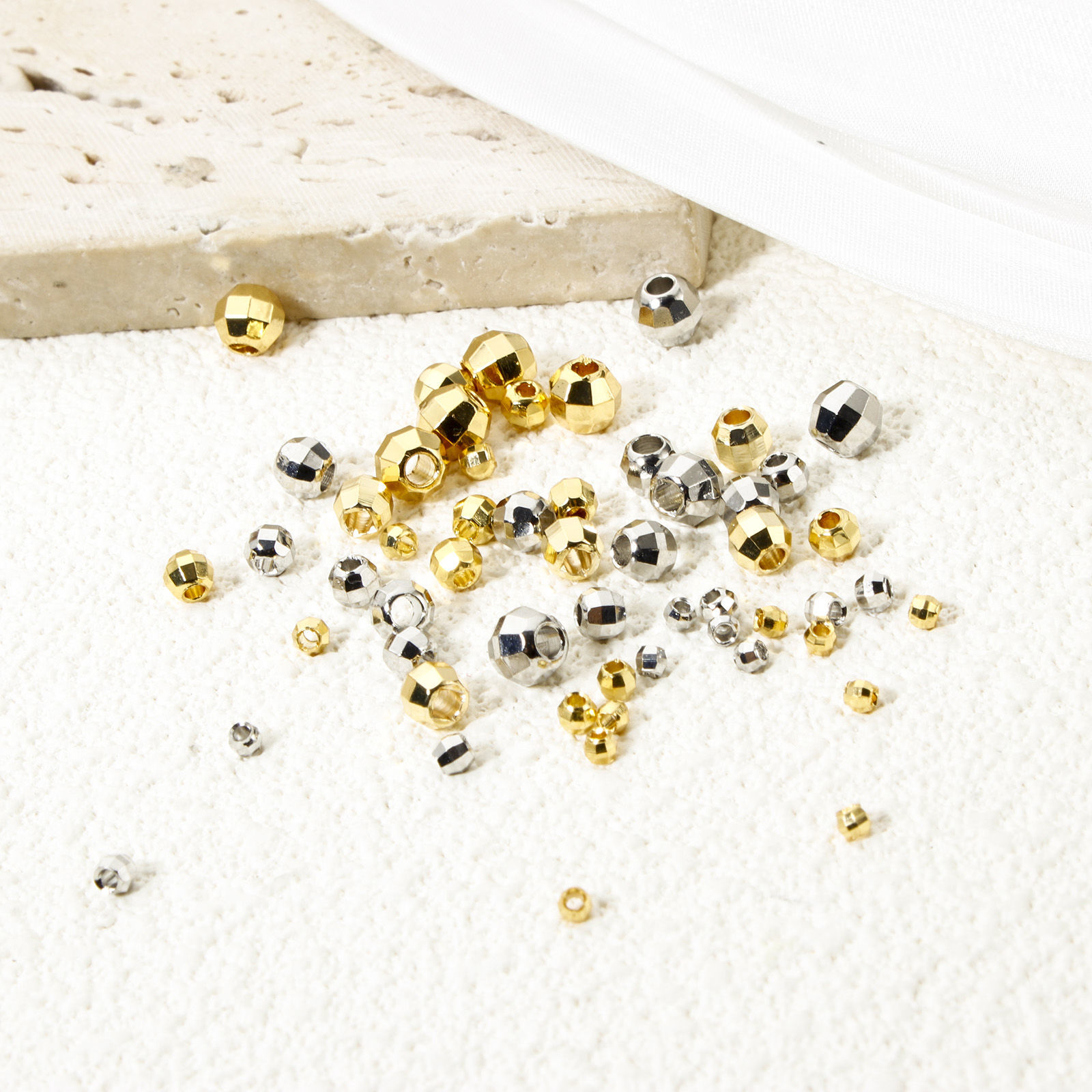 Picture of Eco-friendly Brass Beads For DIY Jewelry Making Single Hole Real Gold Plated Round Disc Faceted