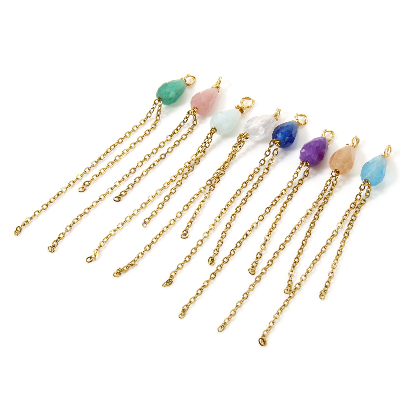 Bild von Umweltfreundliche PVD-Vakuumbeschichtung 304 Edelstahl Charms Tropfen 18K Vergoldet Quaste Facettiert 4.5cm x 0.4cm
