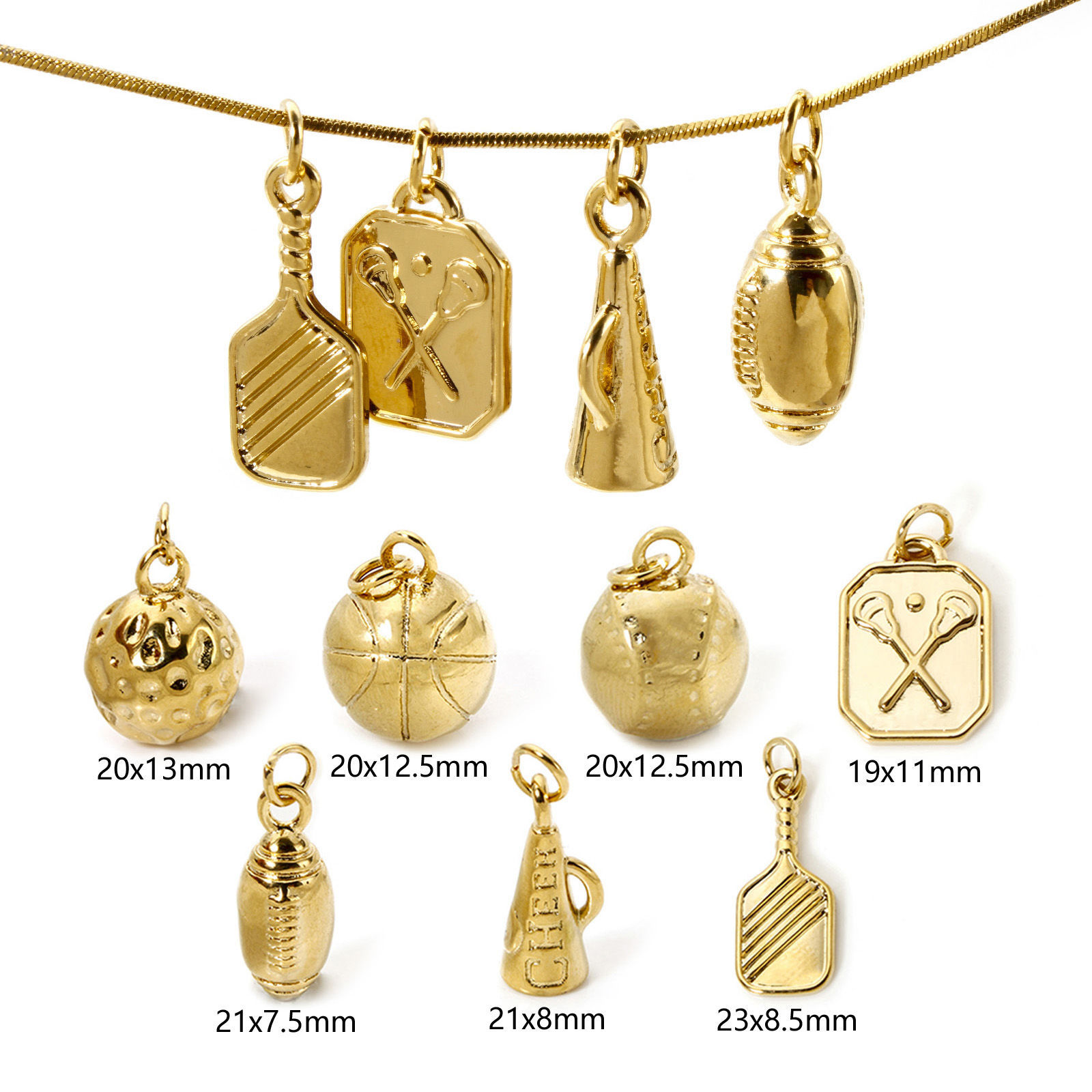 Picture of Eco-friendly PVD Vacuum Plating 304 Stainless Steel Sport Charms 18K Real Gold Plated 3D